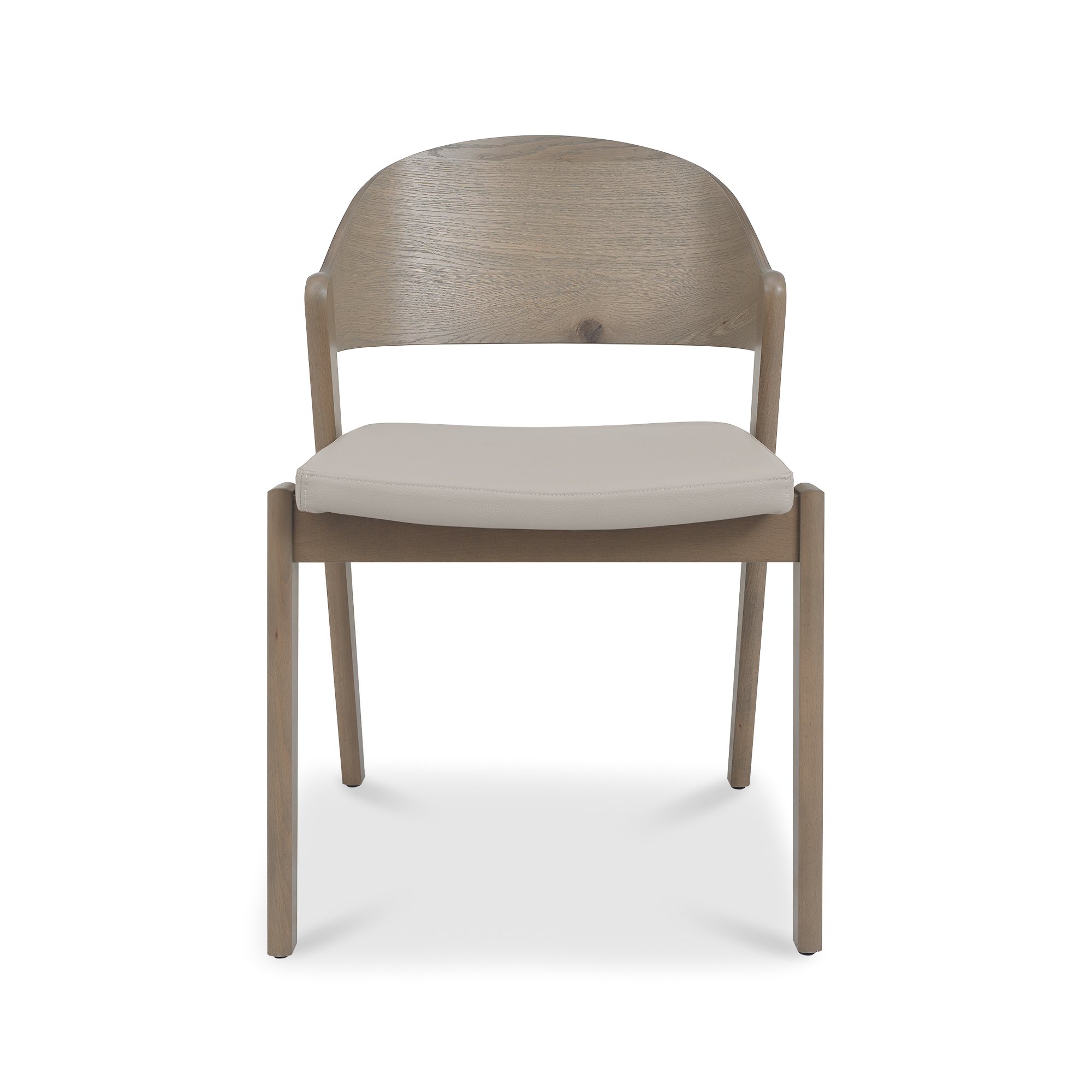 Astra - Grey Oiled Oak Dining Chair in Grey Bonded Leather (Pair)