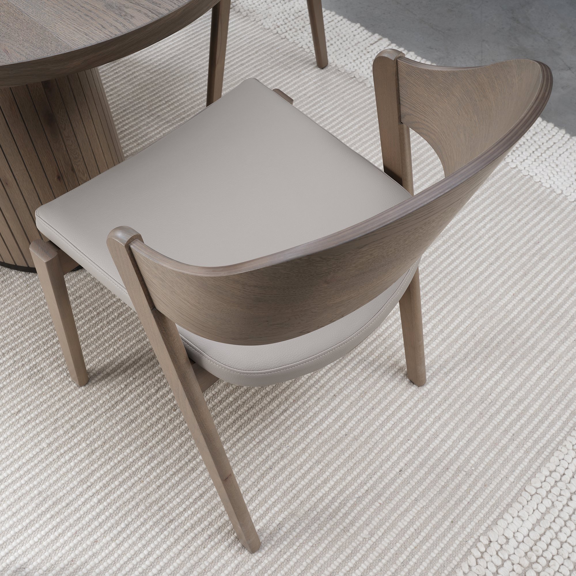 Astra - Grey Oiled Oak Dining Chair in Grey Bonded Leather (Pair)