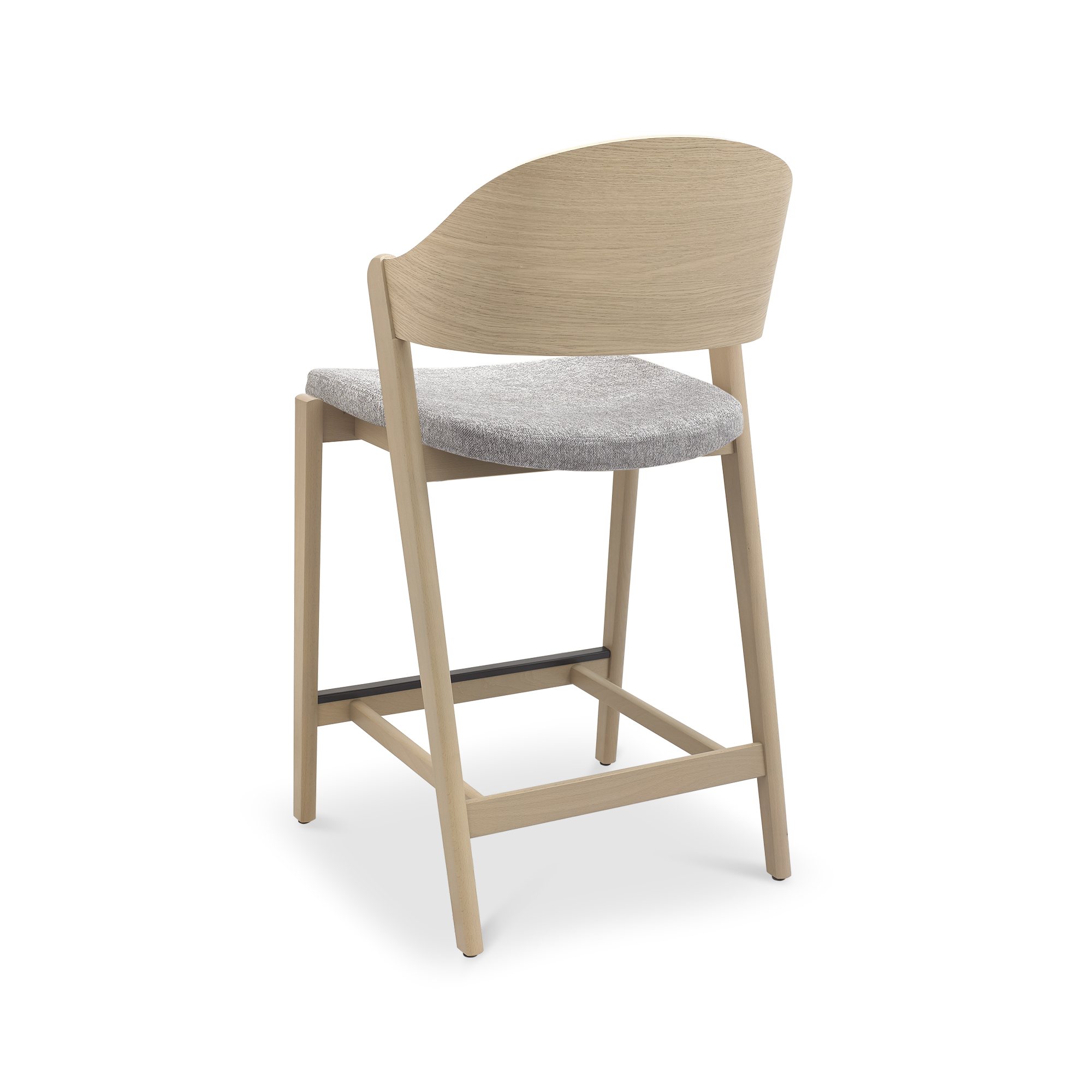 Astra - Scandi Oak Bar Stool in Grey Fabric