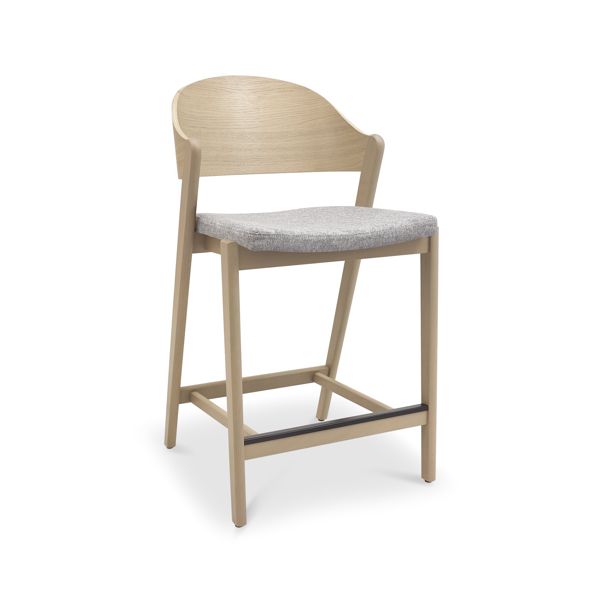 Astra - Scandi Oak Bar Stool in Grey Fabric