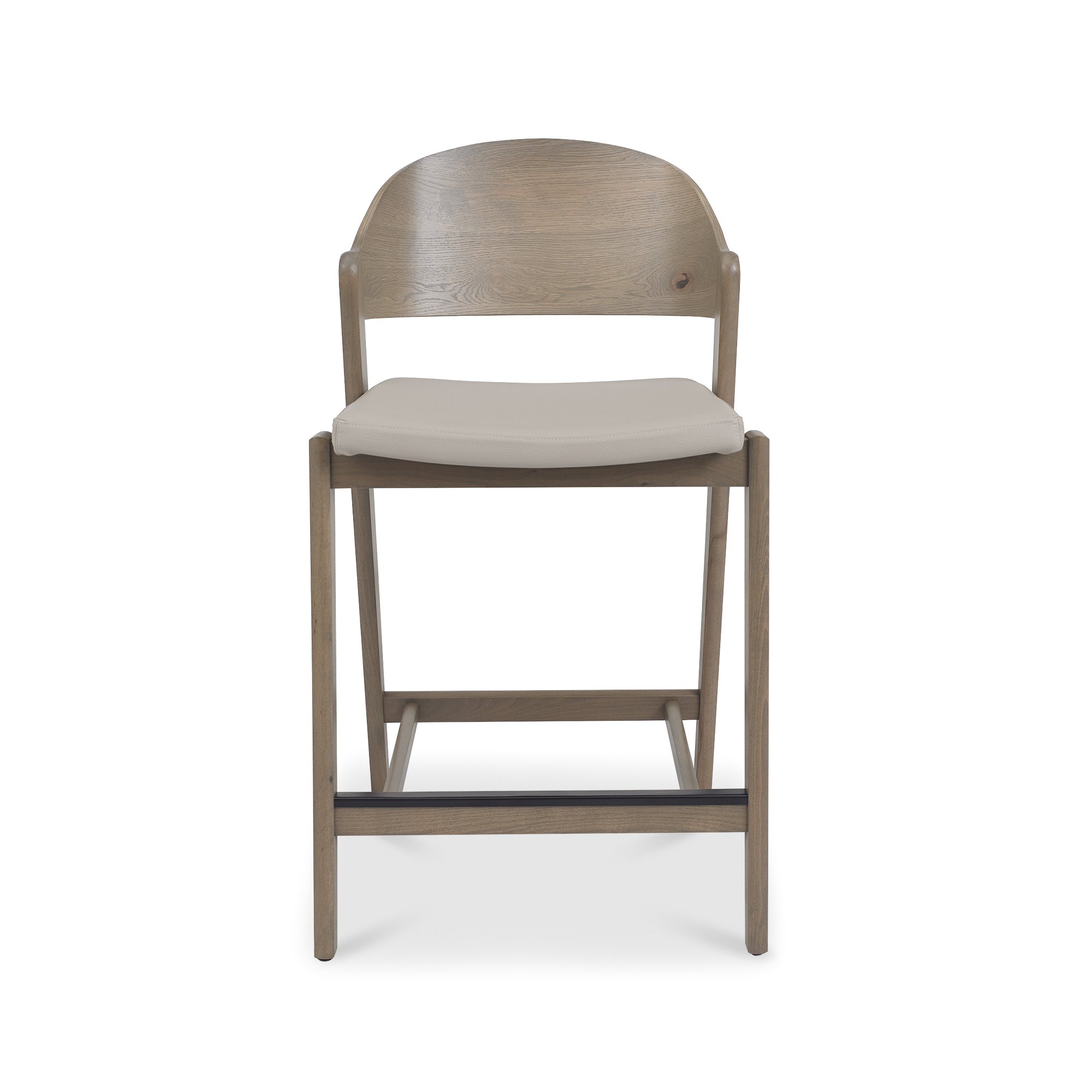 Astra - Grey Oiled Oak Bar Stool in Grey Bonded Leather