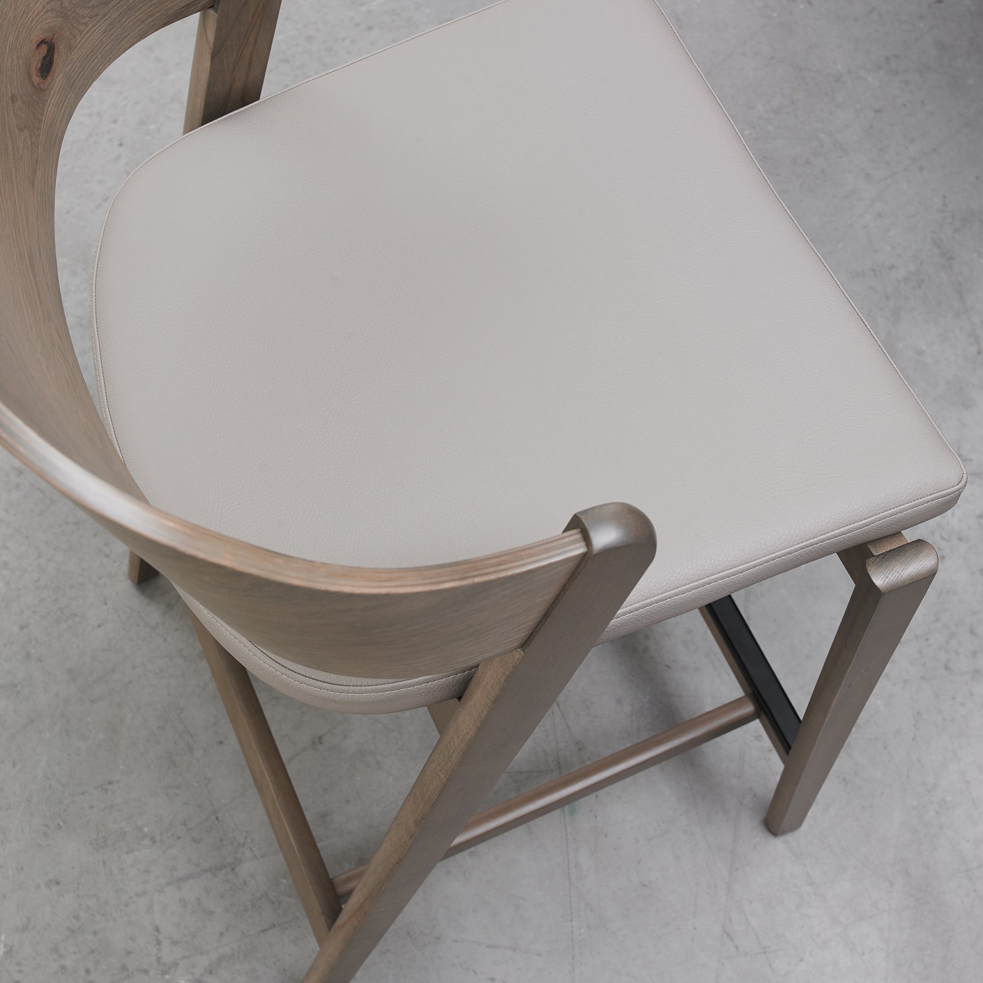 Astra - Grey Oiled Oak Bar Stool in Grey Bonded Leather
