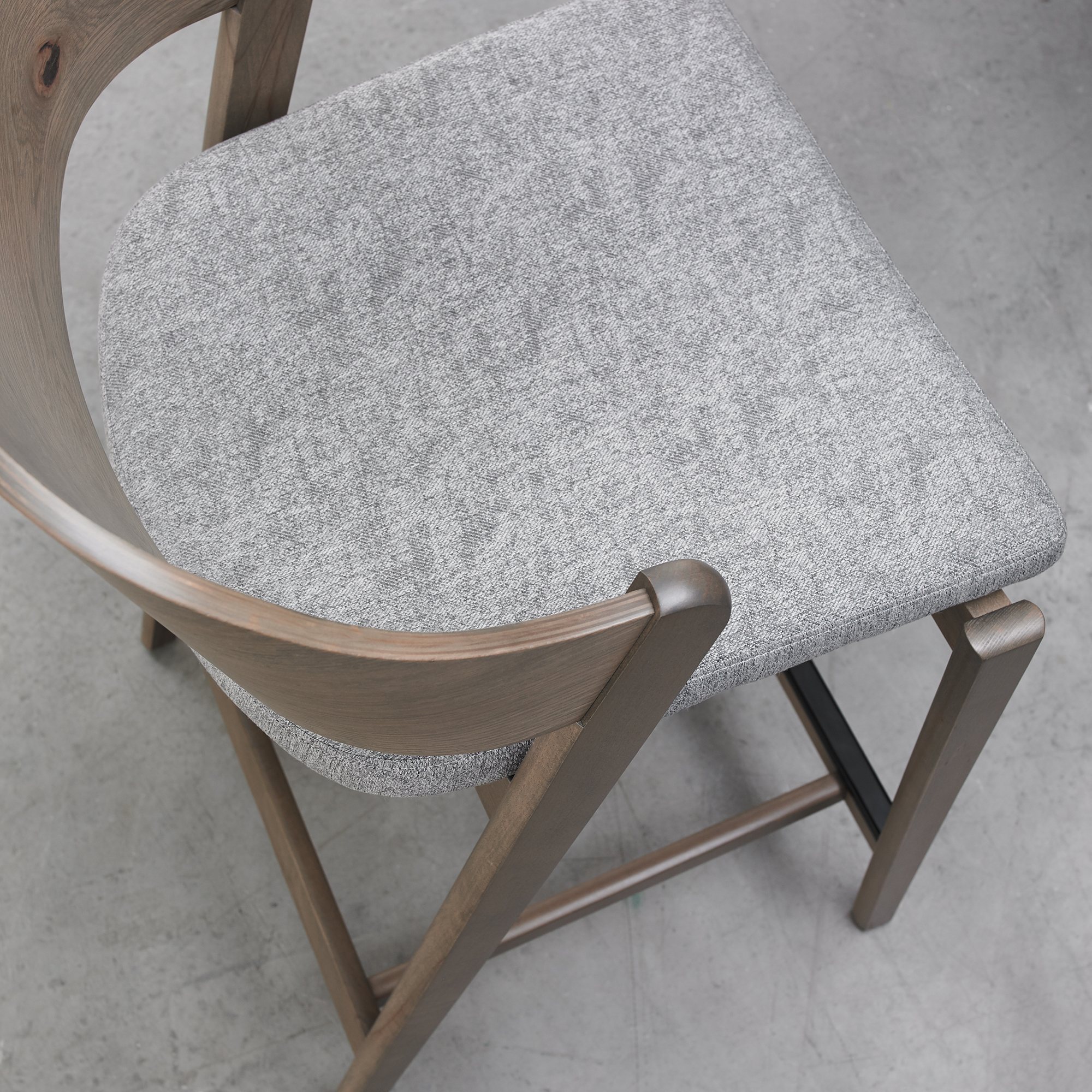 Astra - Grey Oiled Oak Bar Stool in Grey Fabric