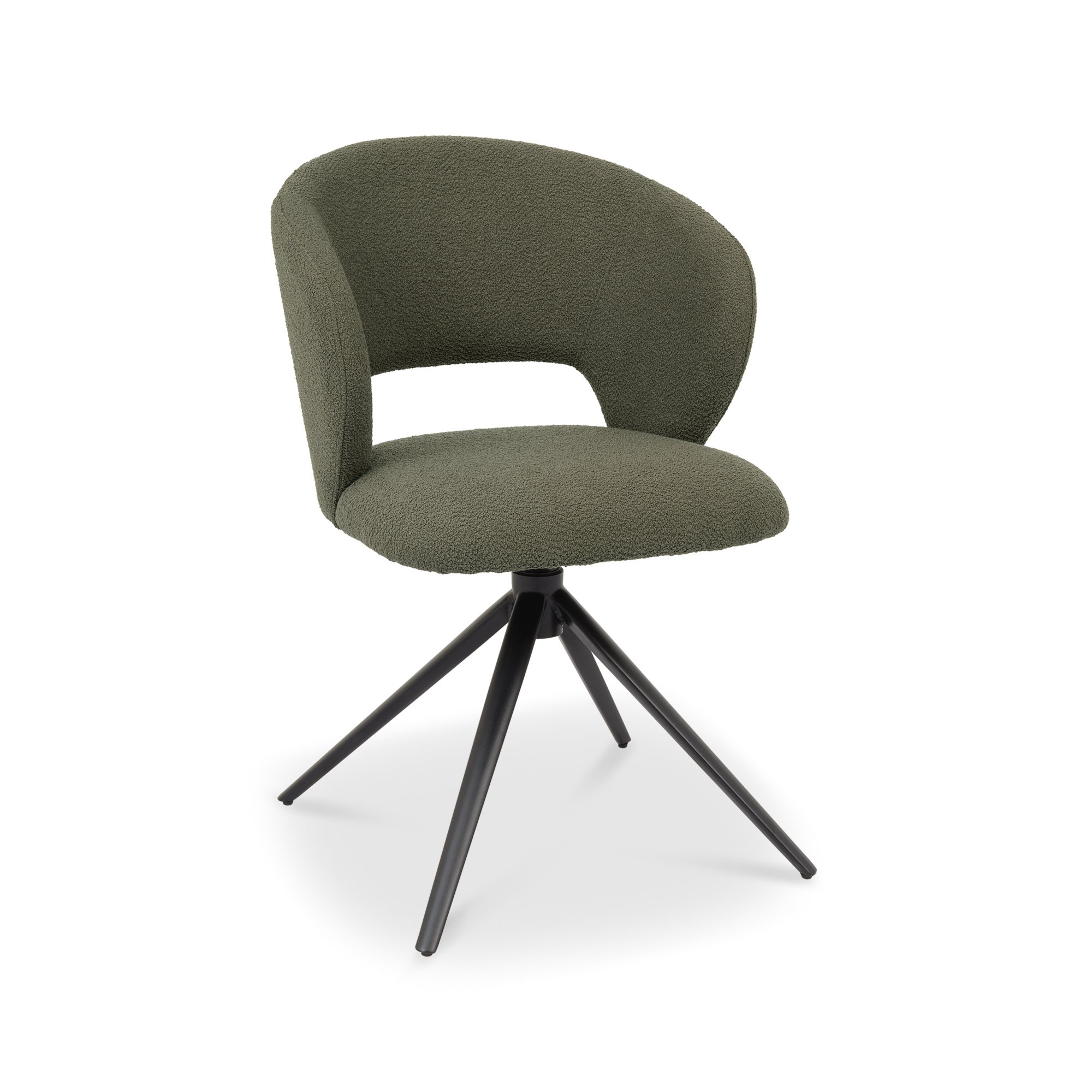 Stella - Swivel Chair in Green Boucle Fabric