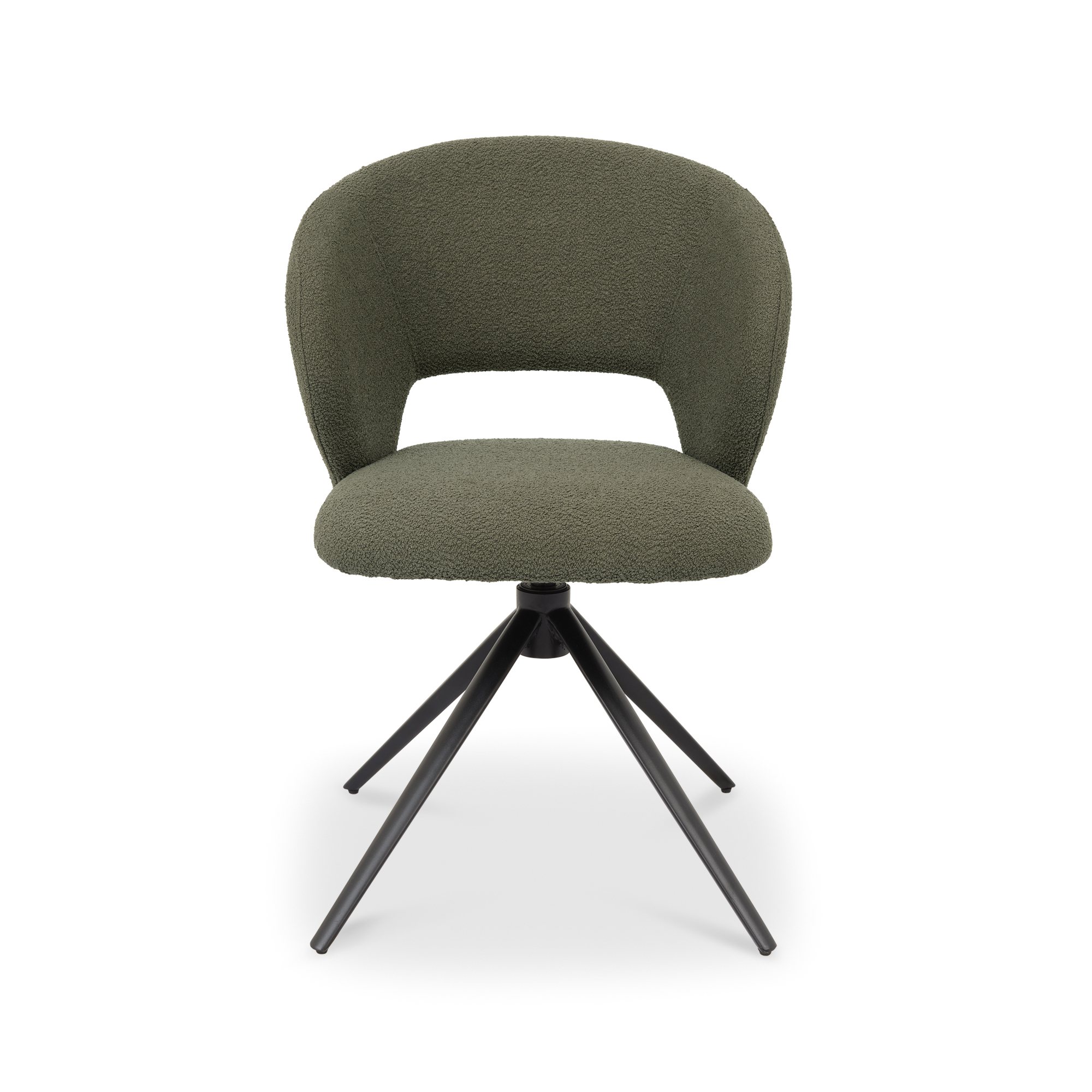 Stella - Swivel Chair in Green Boucle Fabric