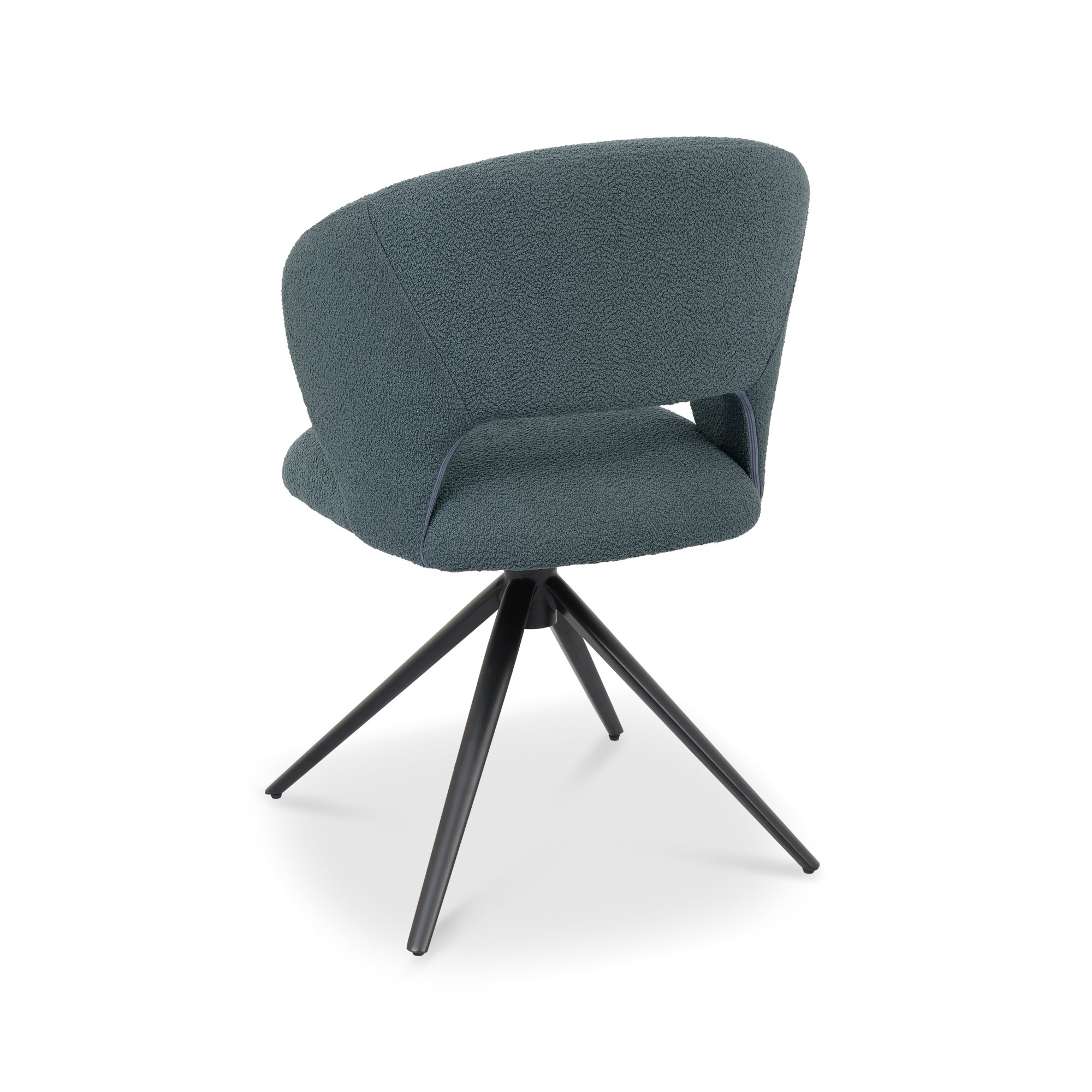 Stella - Swivel Chair in Blue Boucle Fabric