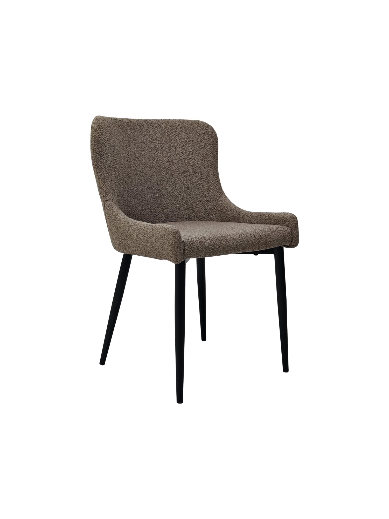Rubens Mocha Beige Boucle Fabric Chairs with Black Legs