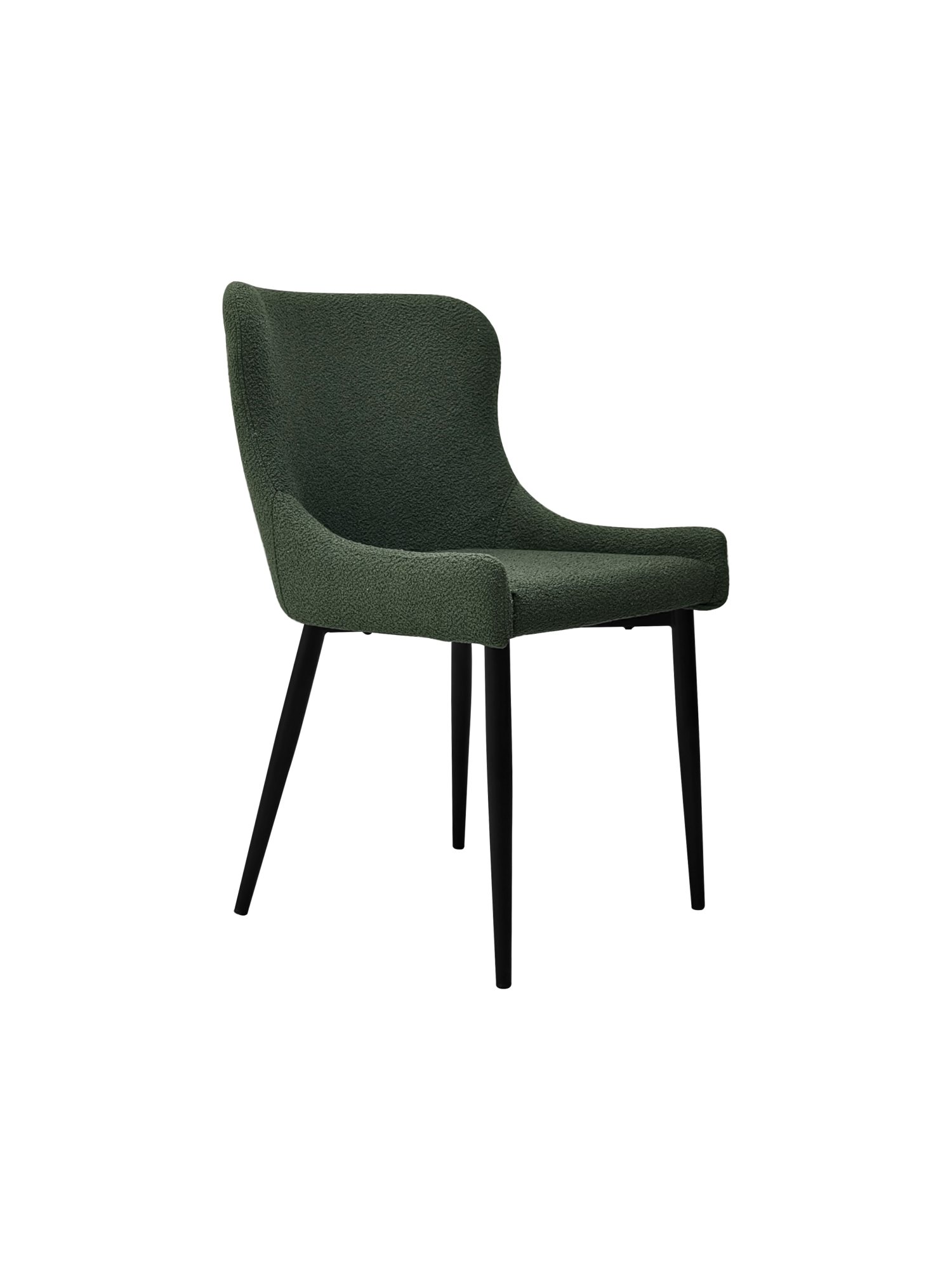 Rubens Green Boucle Fabric Chairs with Black Legs