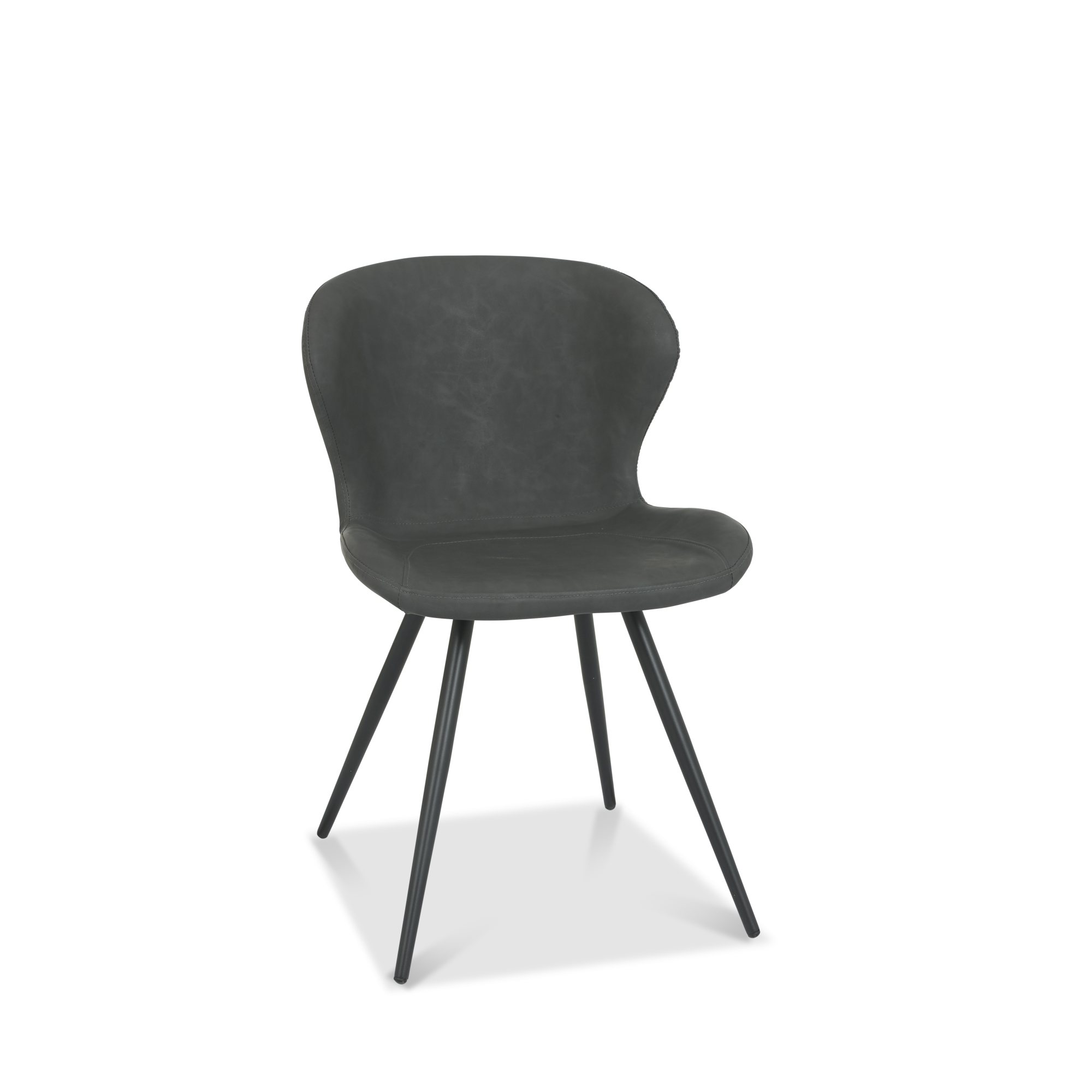 Arlo - Dining Chair in Dark Grey Vintage Faux Leather (Pair)