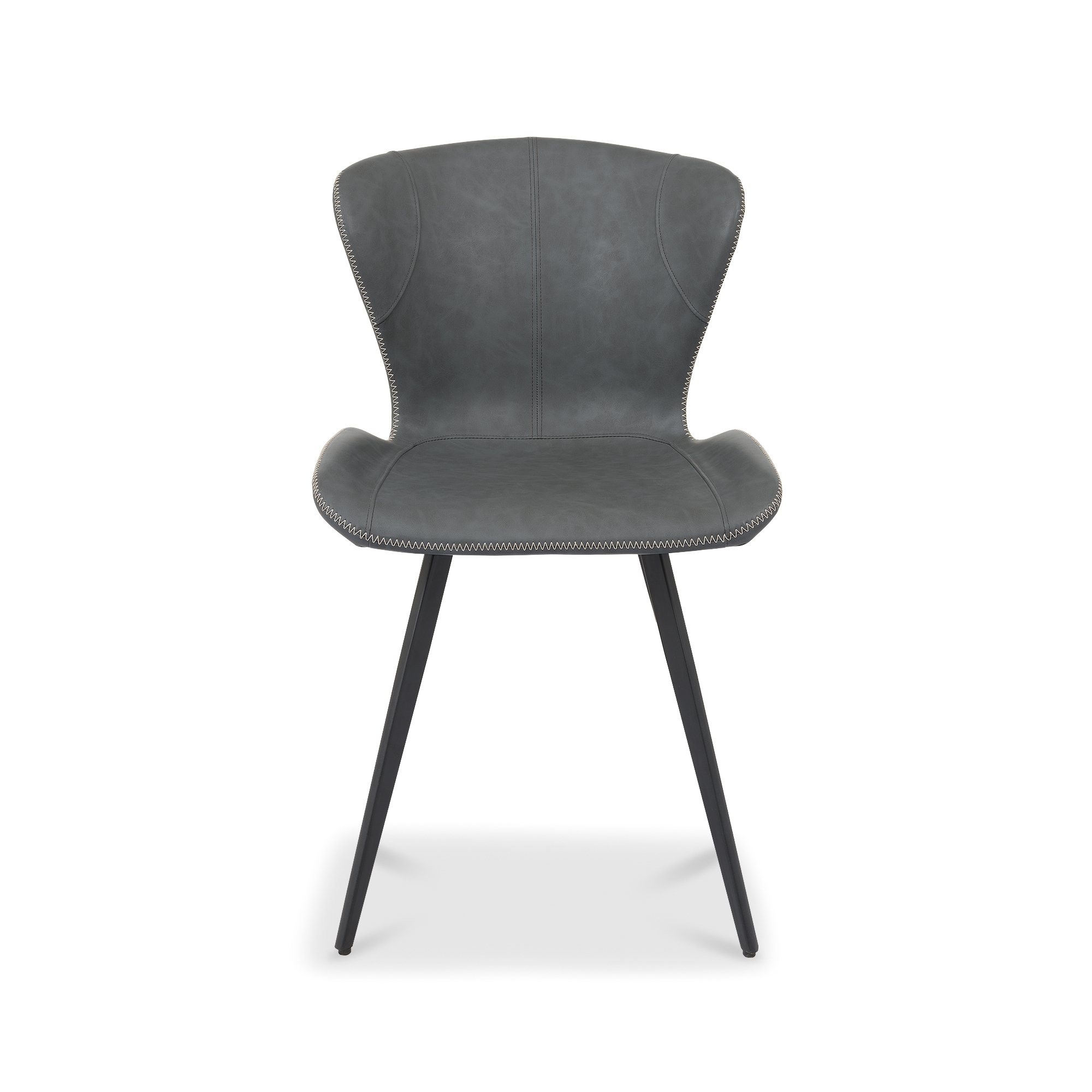 Garcia - Dining Chair in Dark Grey Vintage Faux Leather (Pair)