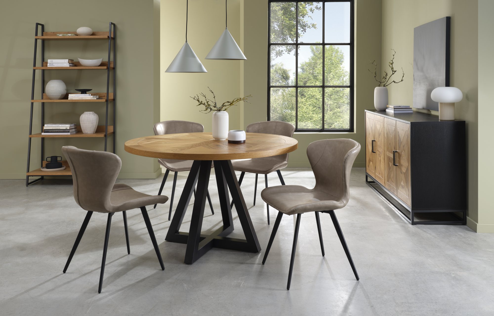 Garcia - Dining Chair in Stone Vintage Faux Leather (Pair)