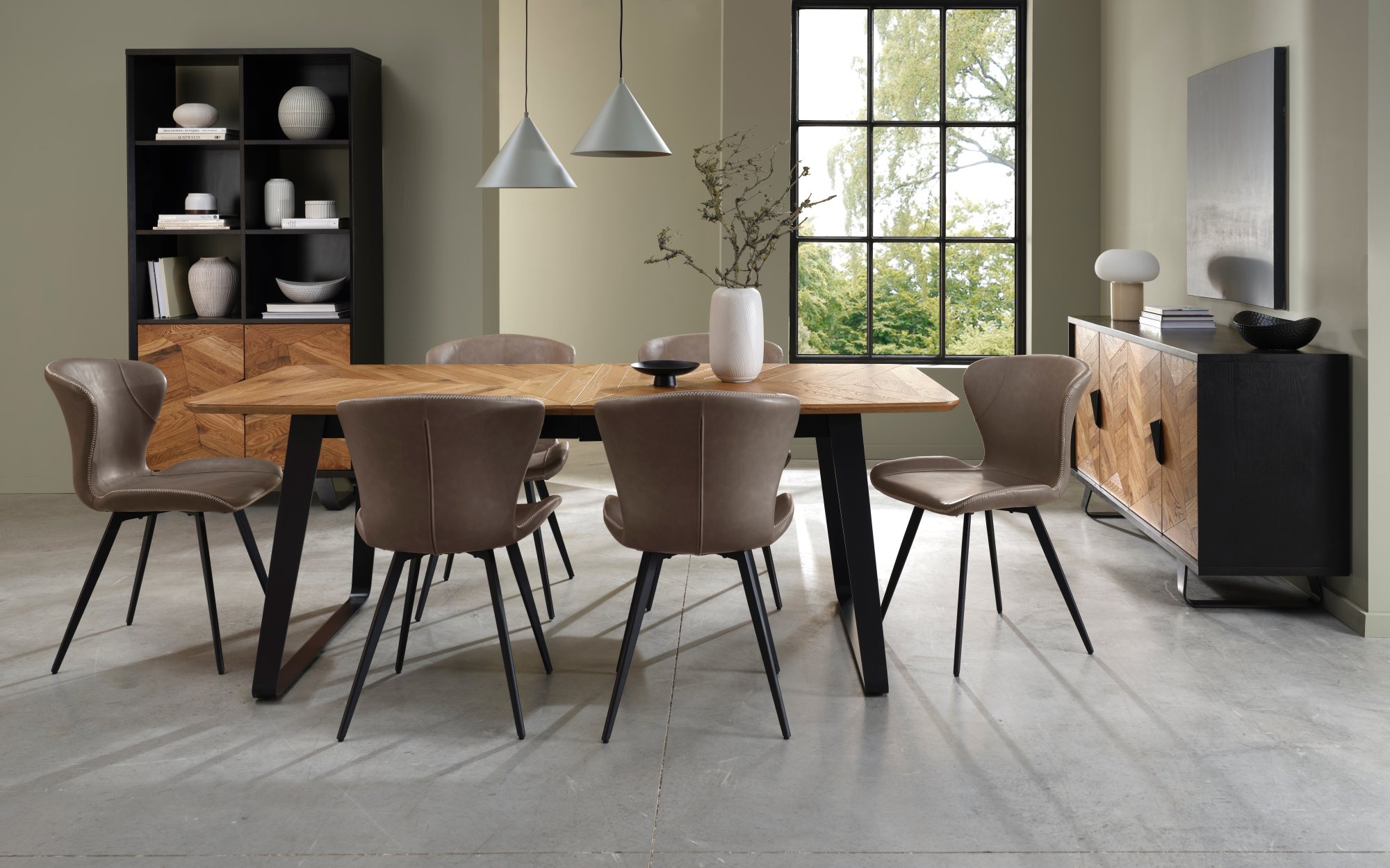 Garcia - Dining Chair in Stone Vintage Faux Leather (Pair)