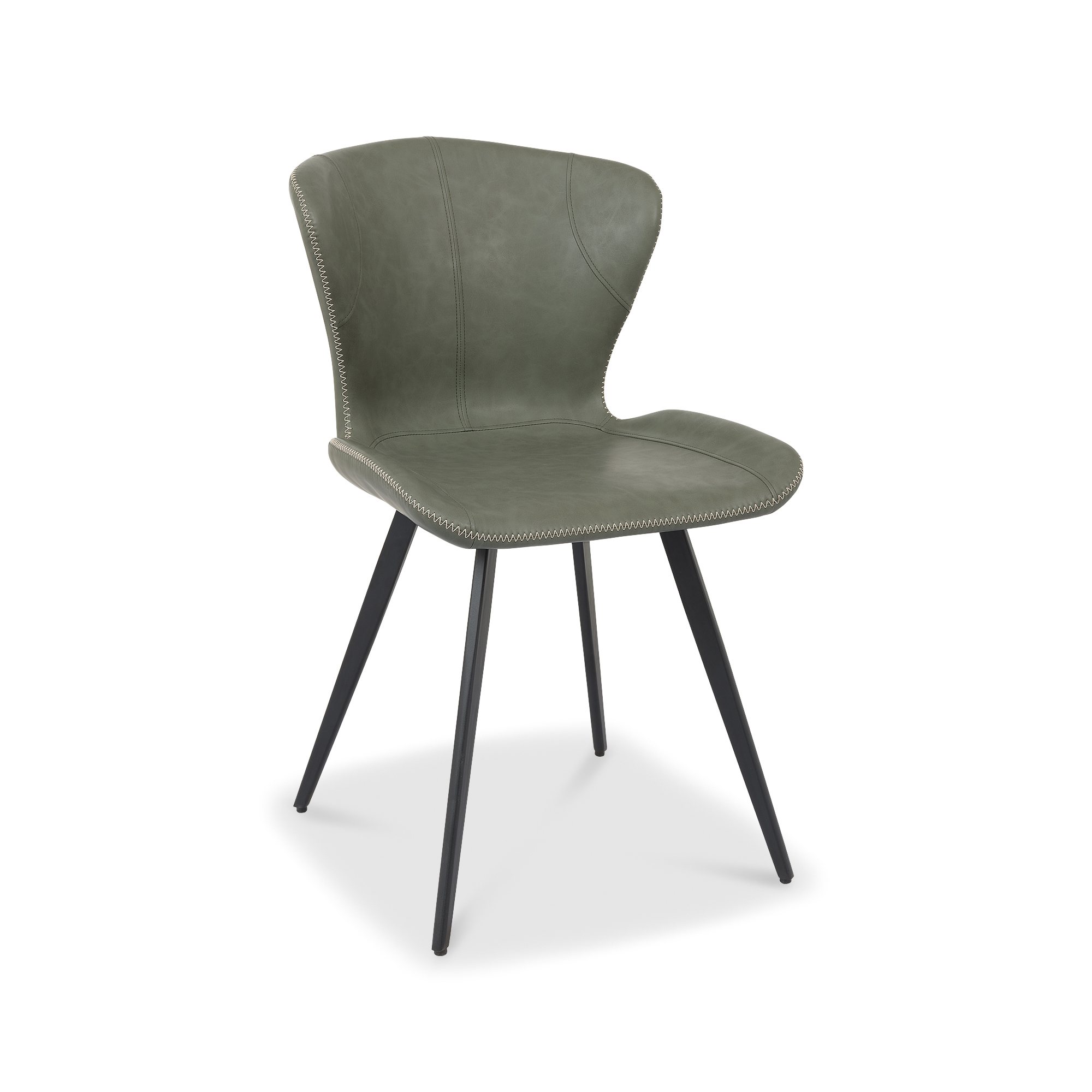Garcia - Dining Chair in Olive Vintage Faux Leather (Pair)