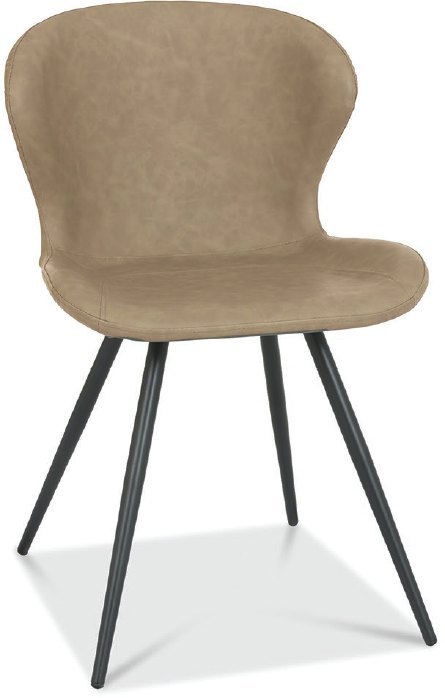 Arlo Stone Vintage Faux Leather Chair with Black Legs