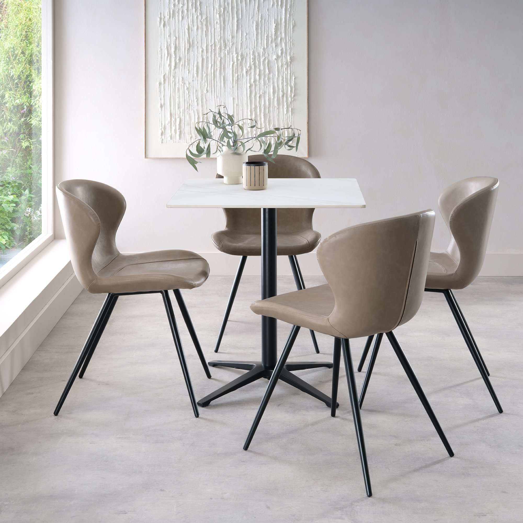 Arlo - Dining Chair in Stone Vintage Faux Leather (Pair)