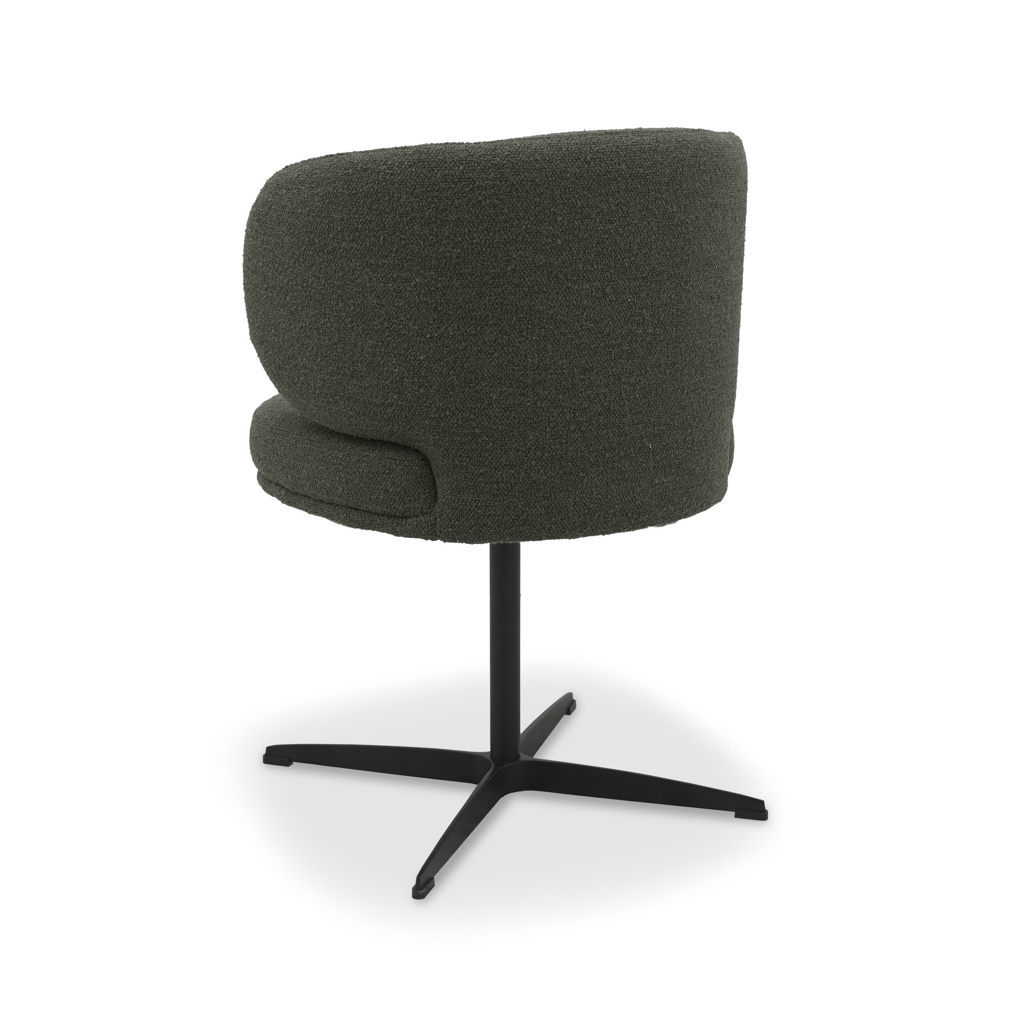 Marcel - Swivel Dining Chair in Dark Green Boucle Fabric (Pair)