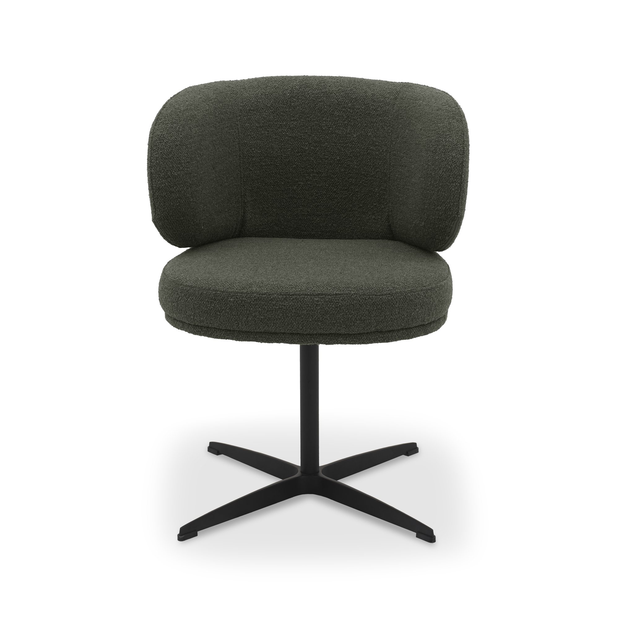 Marcel - Swivel Dining Chair in Dark Green Boucle Fabric (Pair)
