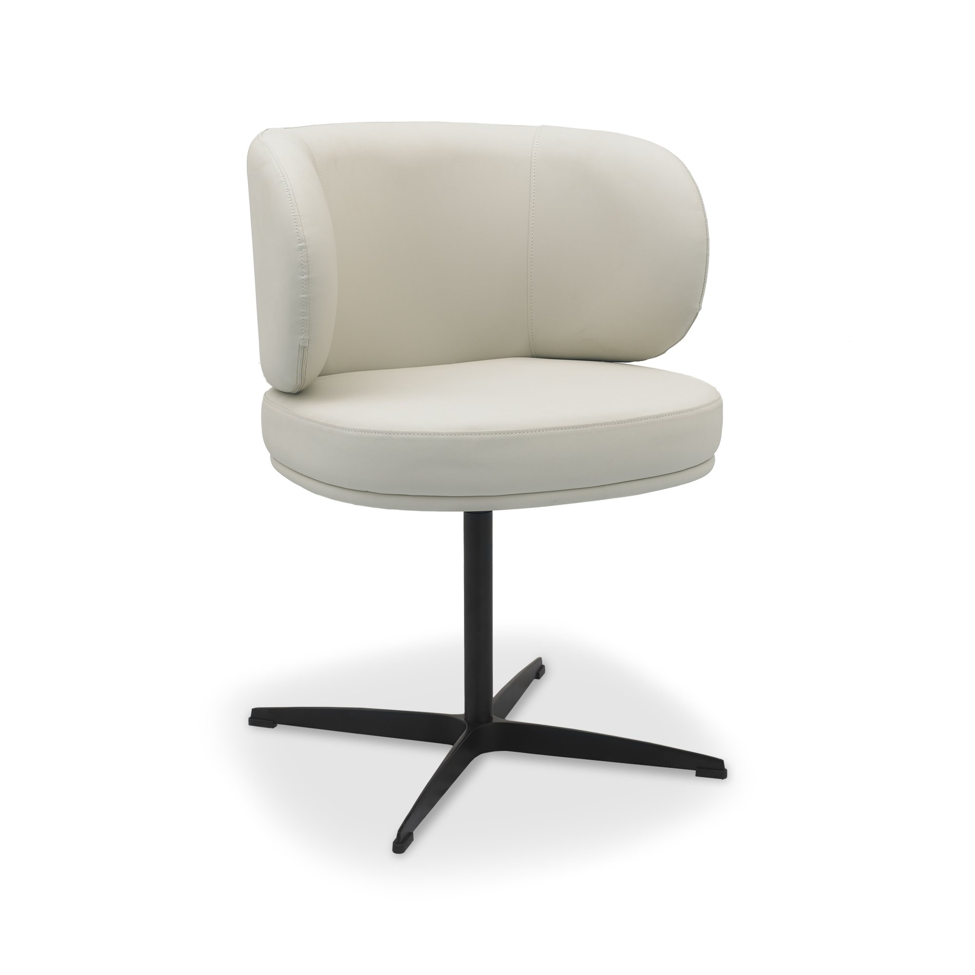 Marcel - Swivel Dining Chair in Ivory Faux Leather (Pair)