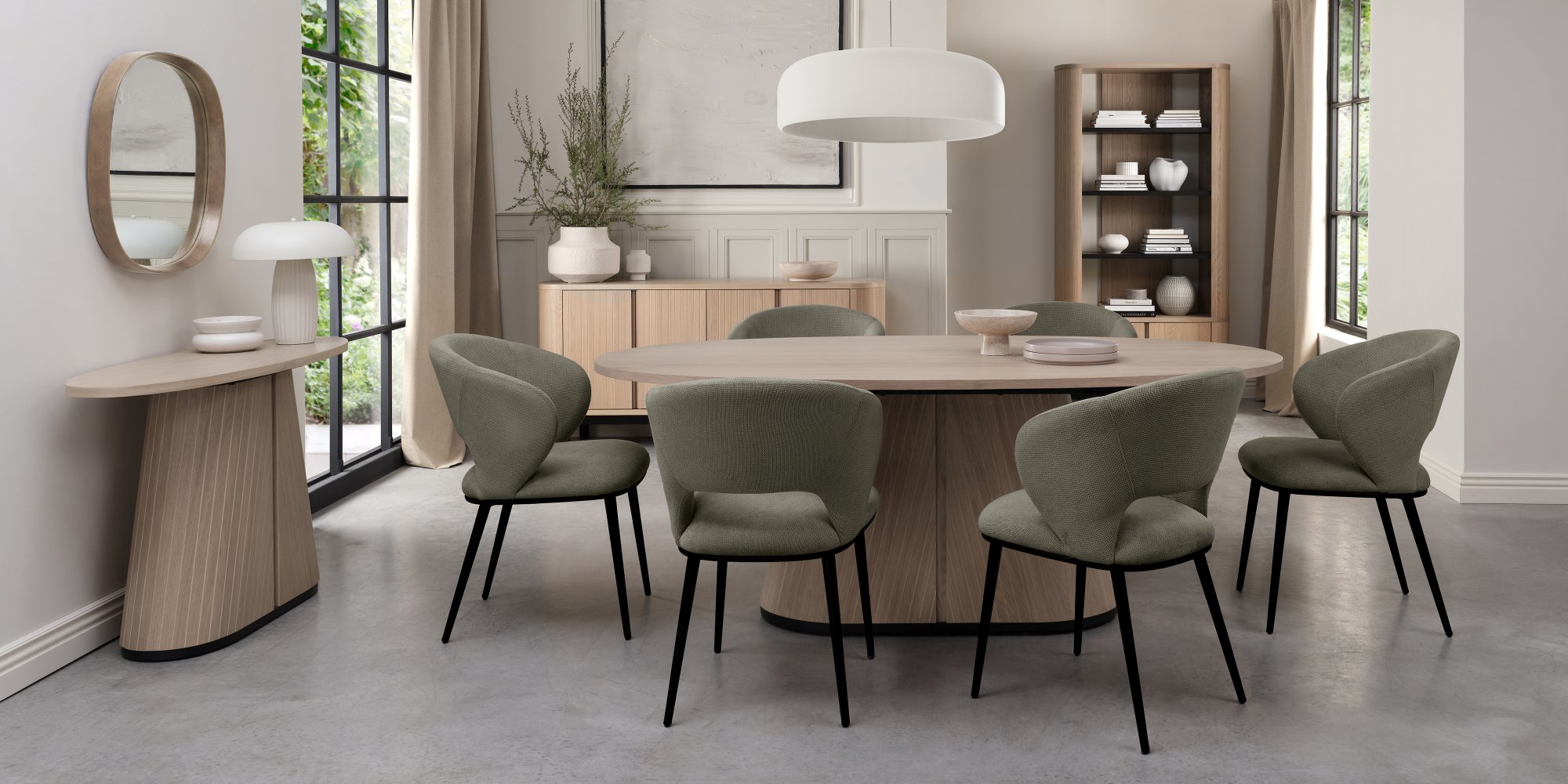 Luca - Dining Chair in Green Fabric (Pair)