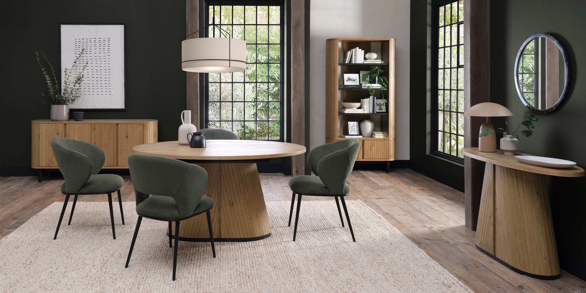 Luca - Dining Chair in Green Fabric (Pair)