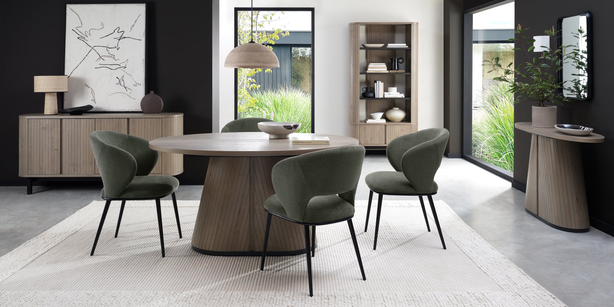 Luca - Dining Chair in Green Fabric (Pair)