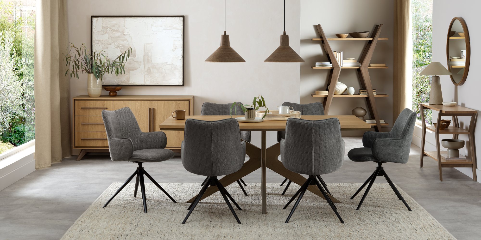 Rowan - Swivel Chair in Grey Fabric