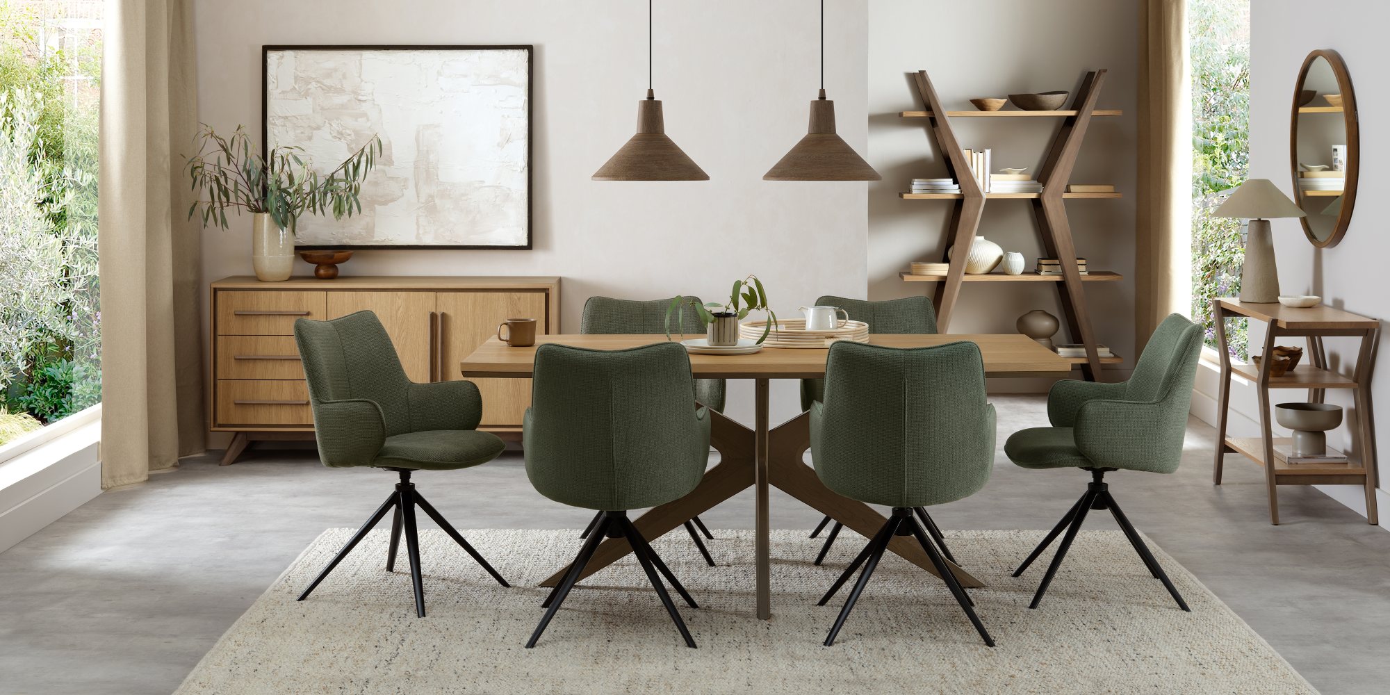 Rowan - Swivel Chair in Green Fabric