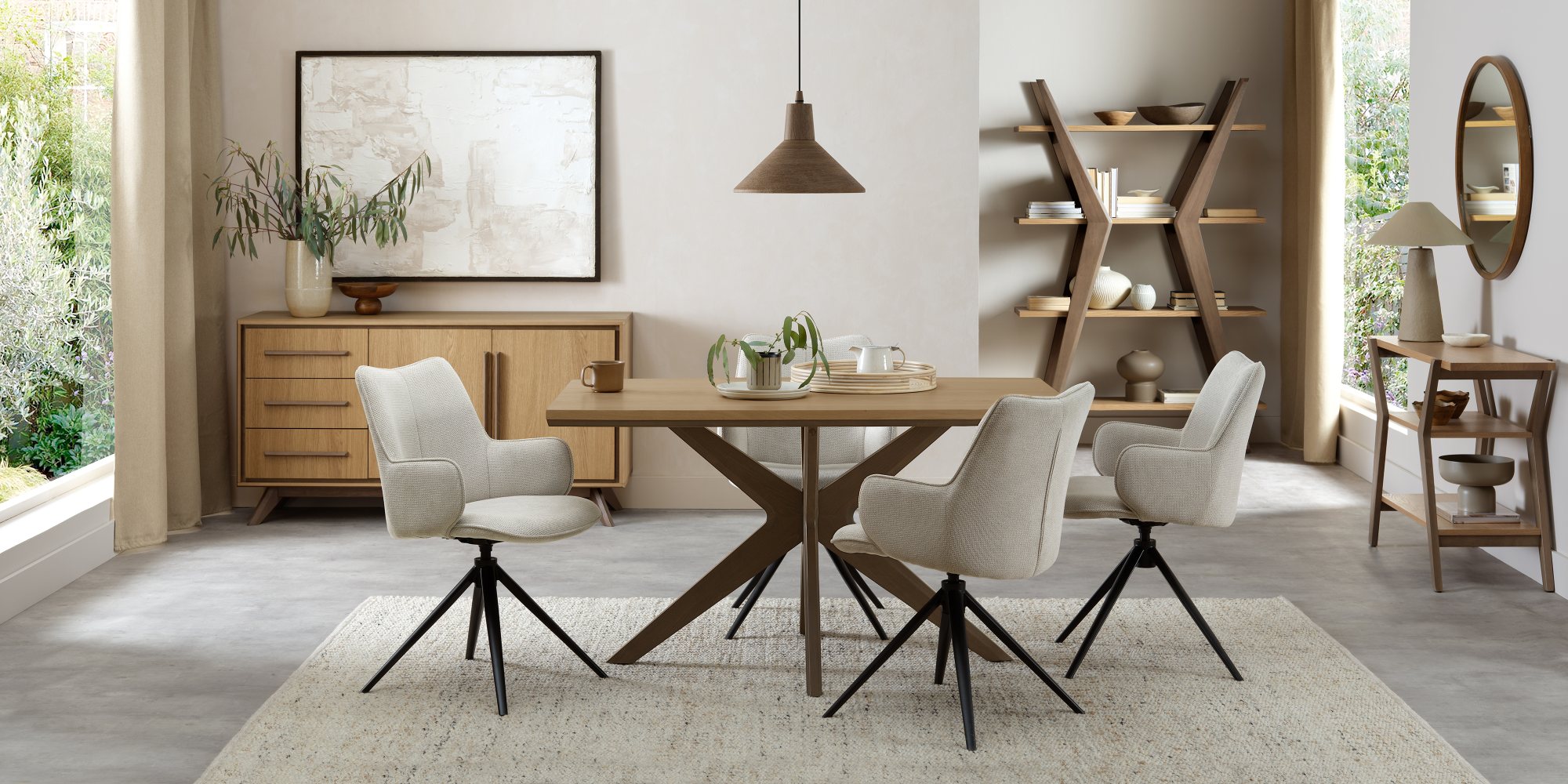 Rowan - Swivel Chair in Beige Fabric