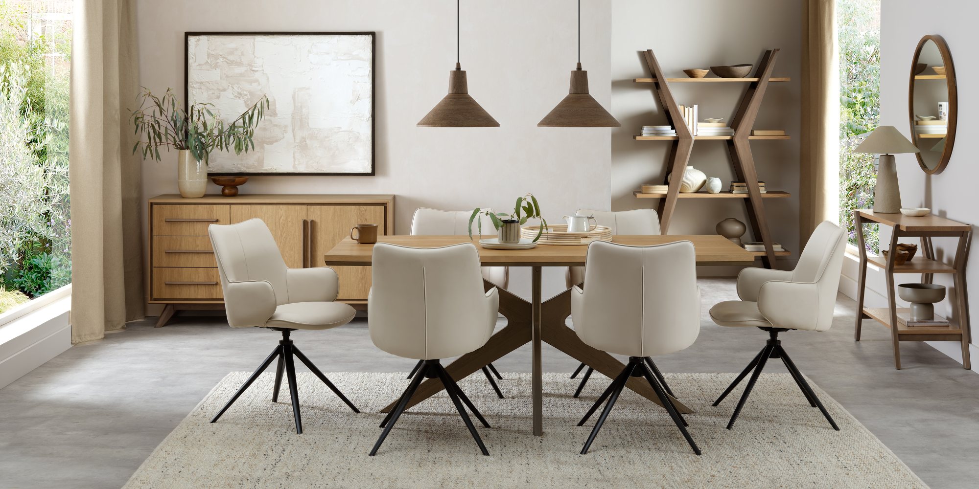 Rowan - Swivel Chair in Ivory Faux Leather