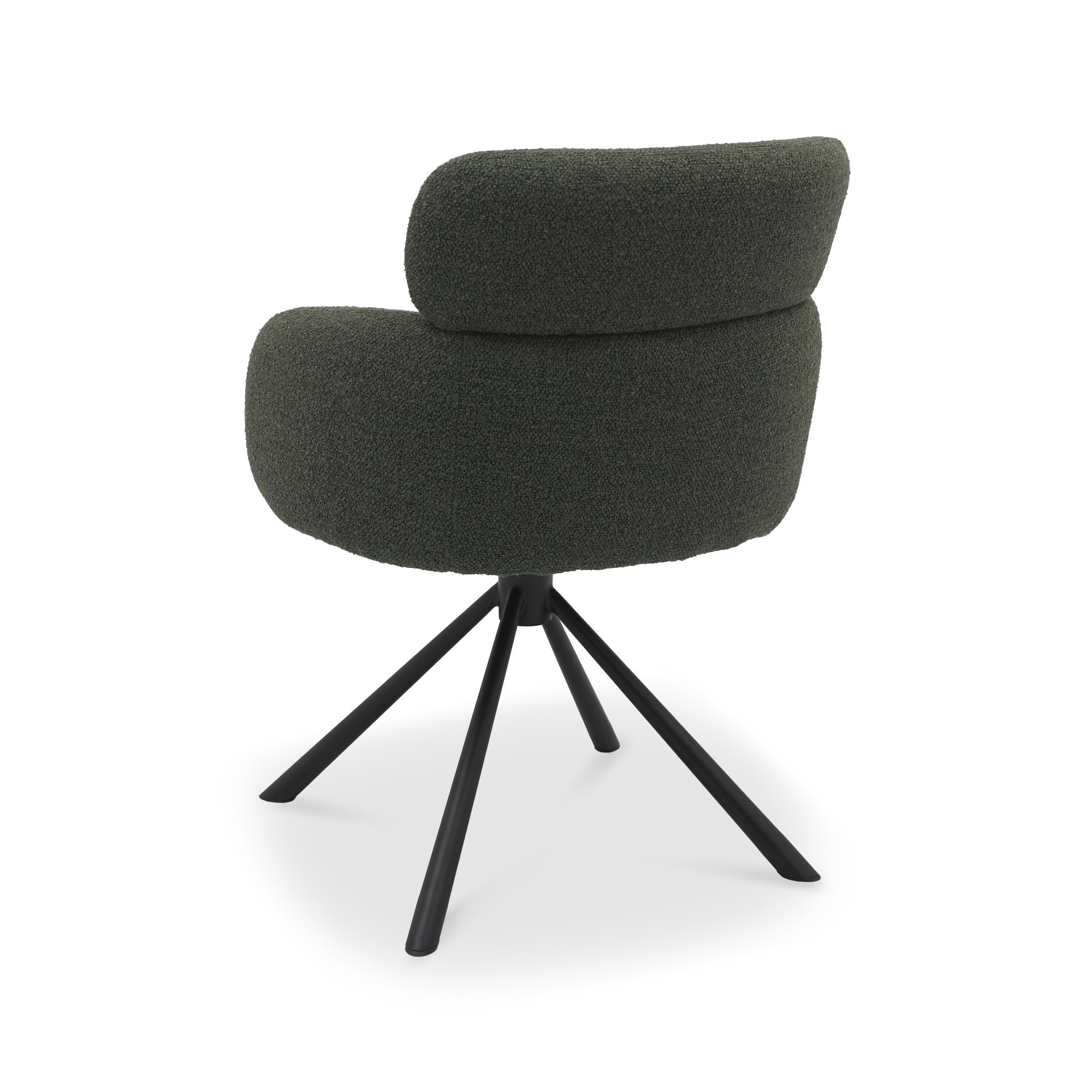 Hudson - Swivel Chair in Dark Green Boucle Fabric