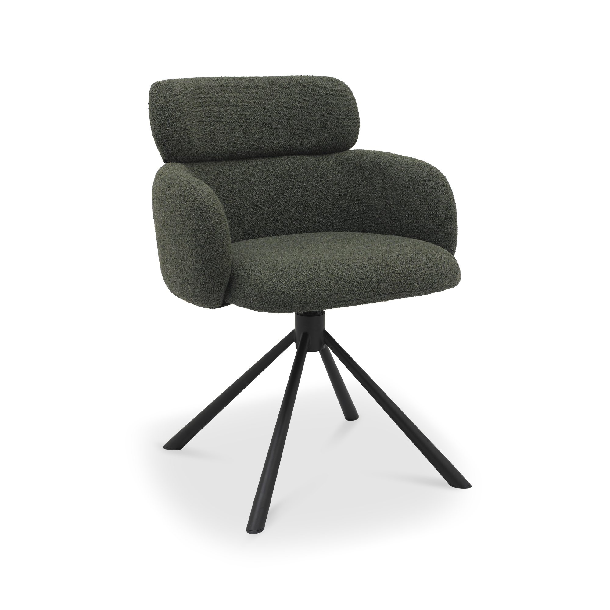 Hudson - Swivel Chair in Dark Green Boucle Fabric