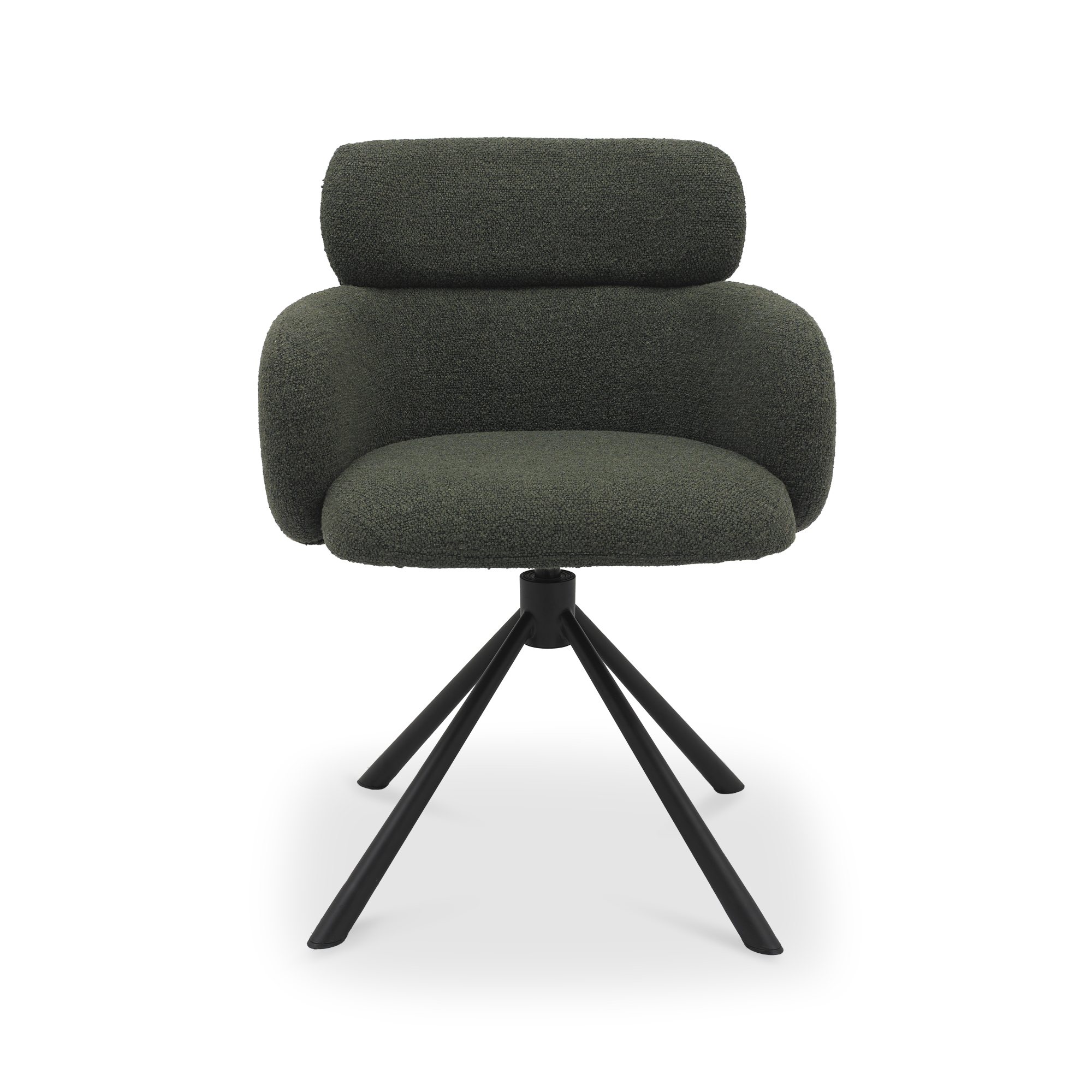 Hudson - Swivel Chair in Dark Green Boucle Fabric