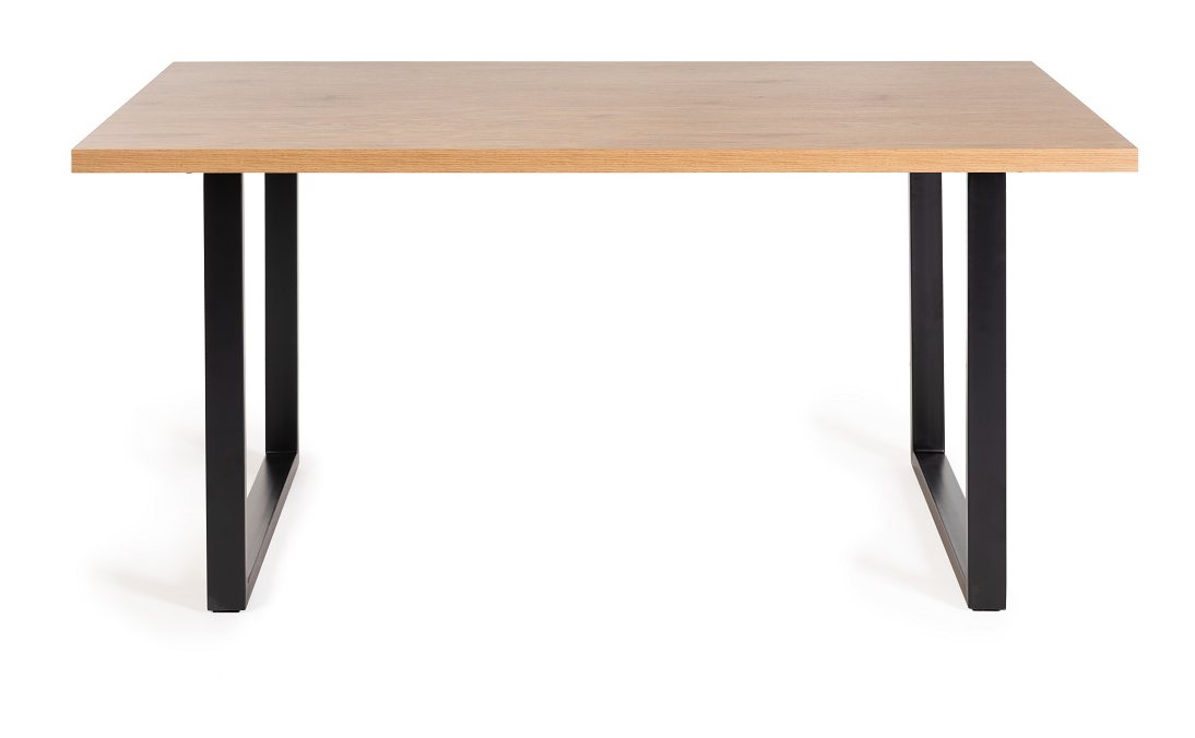 Ramsay - U Leg Oak Effect 6 Seater Dining Table & 6 Dark Grey Faux Leather Cezanne Dining Chairs