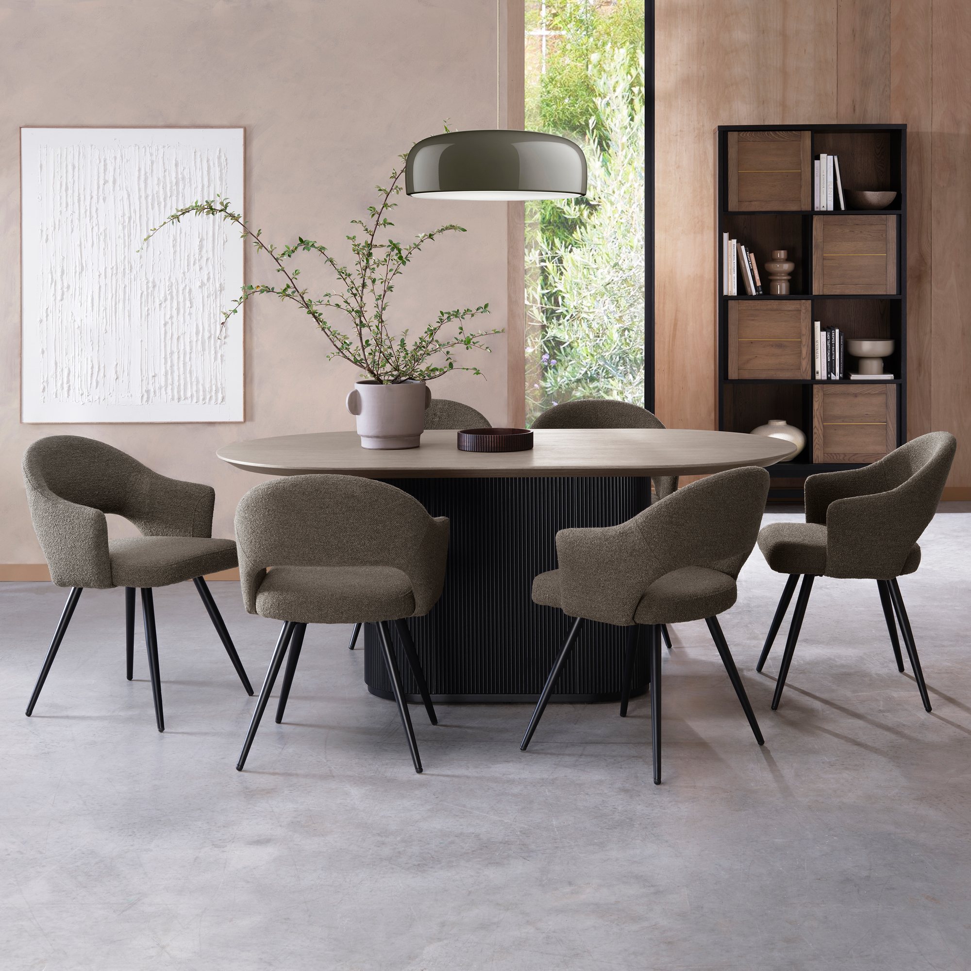 Sterling - Dining Chair in Brown Boucle Fabric (Pair)