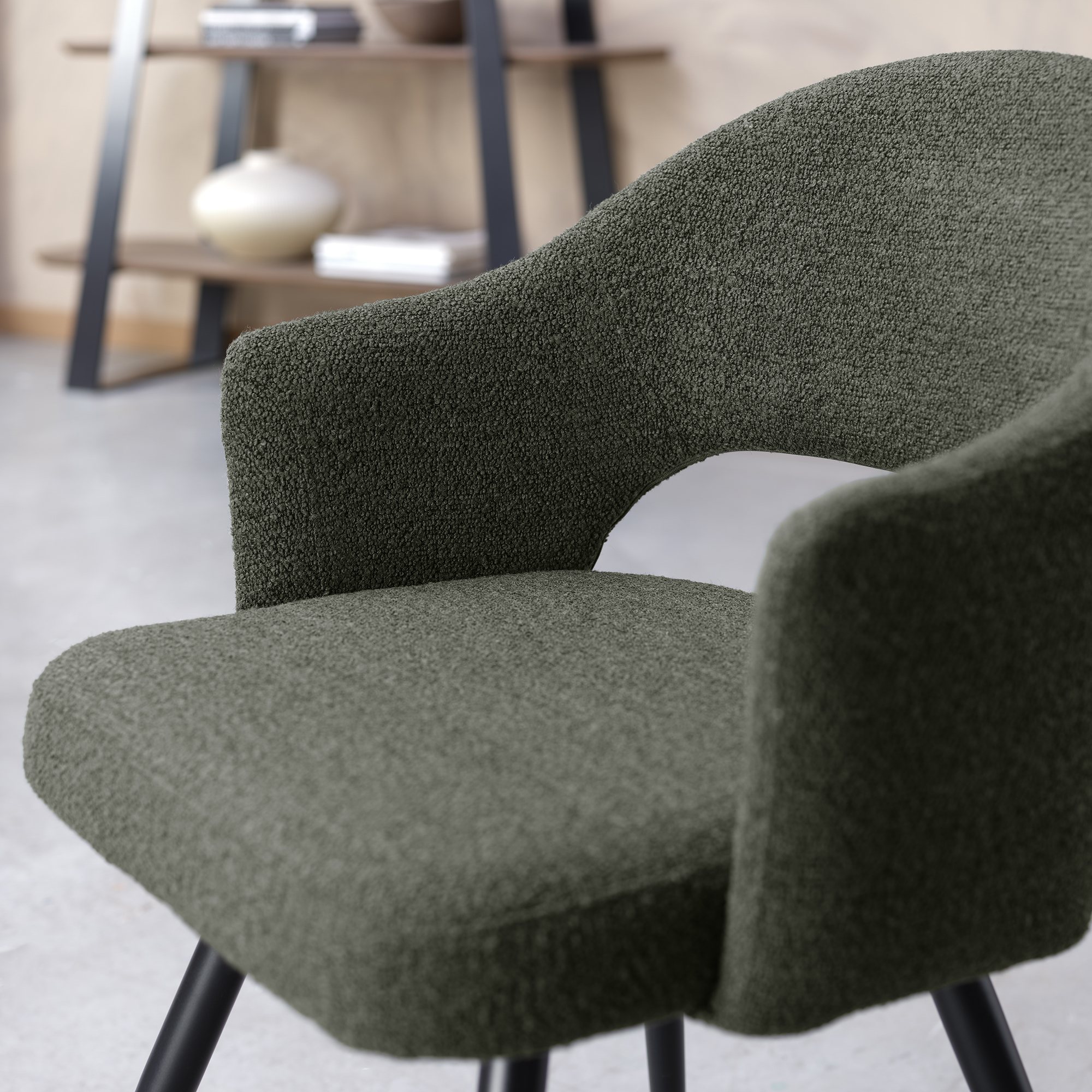 Sterling - Dining Chair in Green Boucle Fabric (Pair)