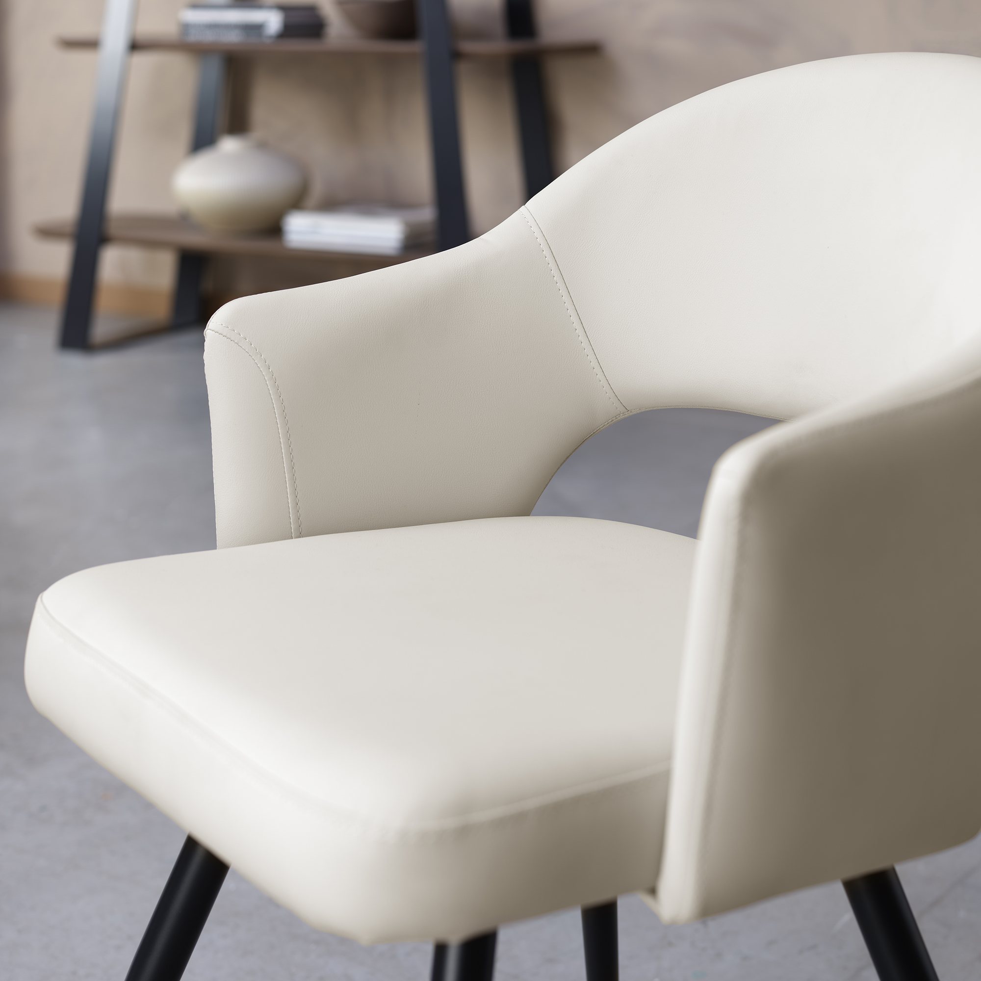 Sterling - Dining Chair in Ivory Faux Leather (Pair)