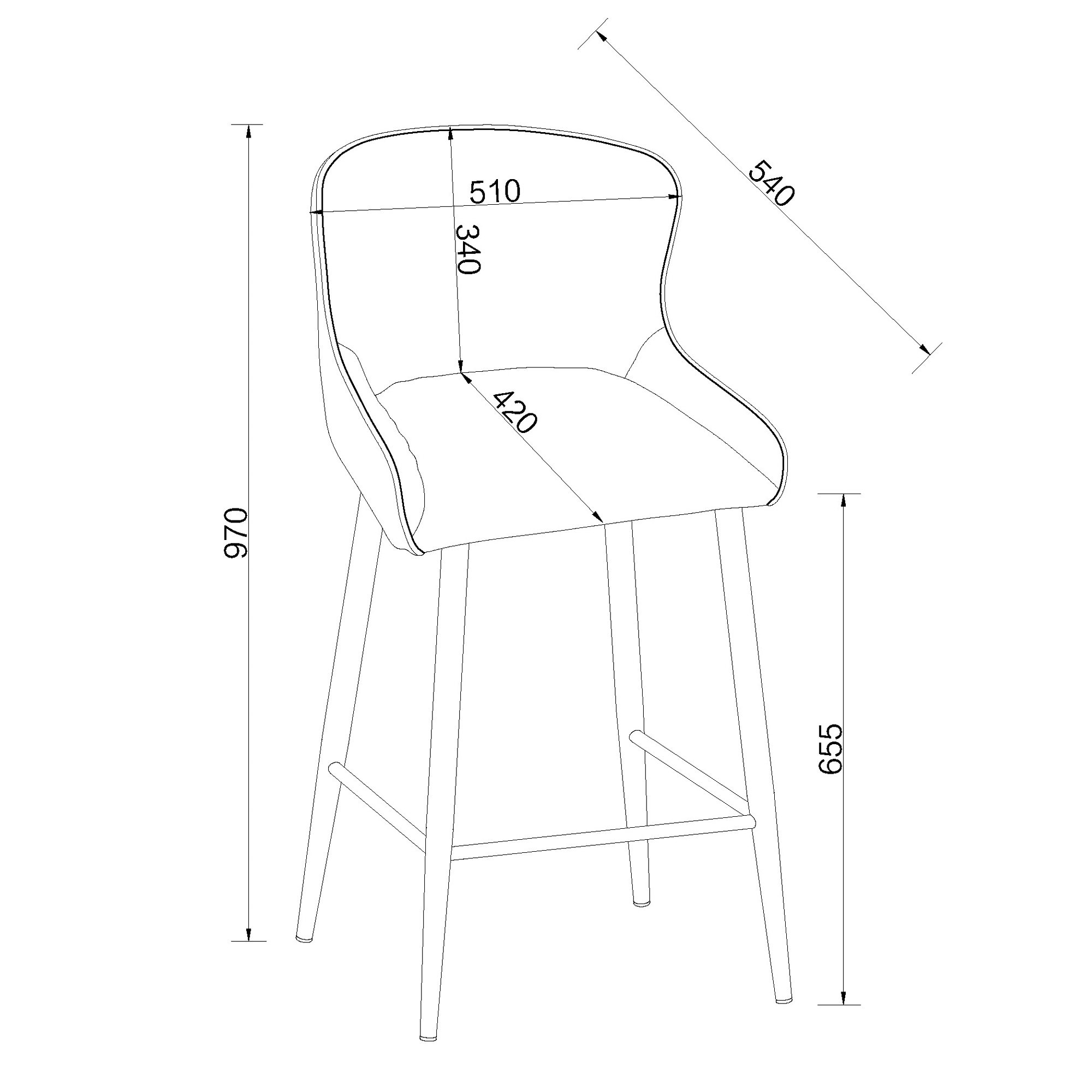 Rubens - Bar Stool in Blue Boucle Fabric (Pair)