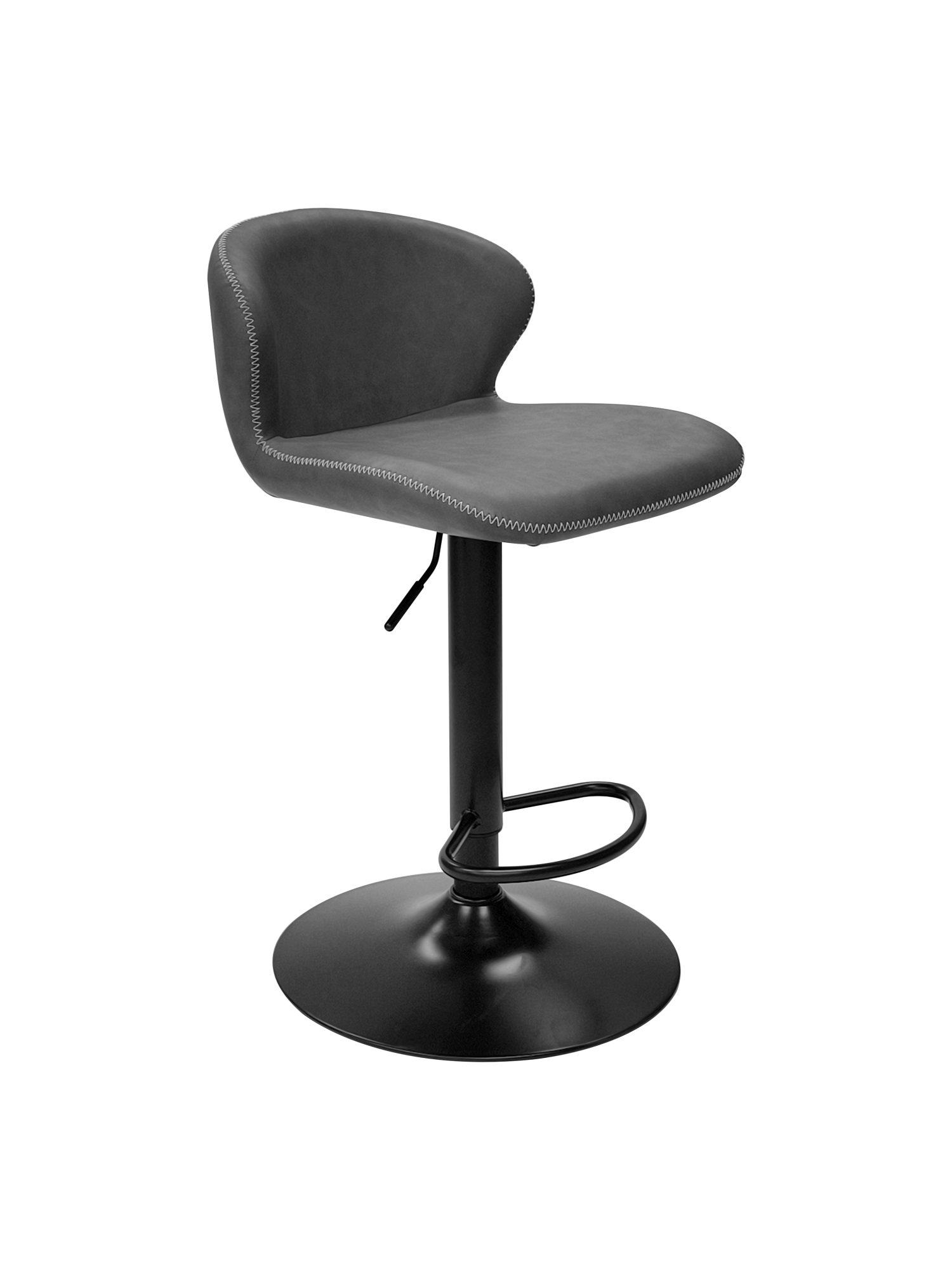 Rosso - Gas Lift Swivel Bar Stool in Dark Grey Vintage Faux Leather