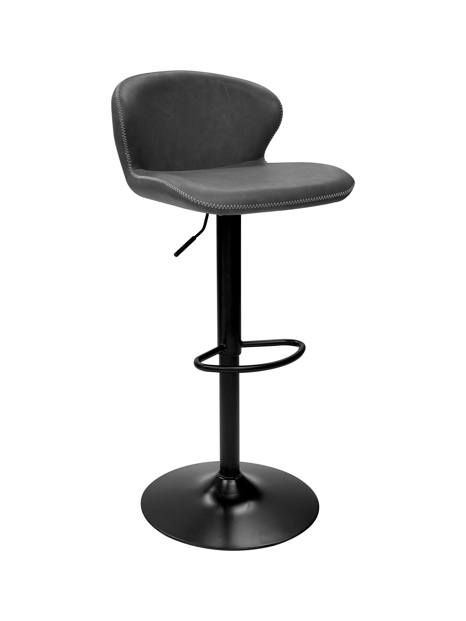 Rosso - Gas Lift Swivel Bar Stool in Dark Grey Vintage Faux Leather