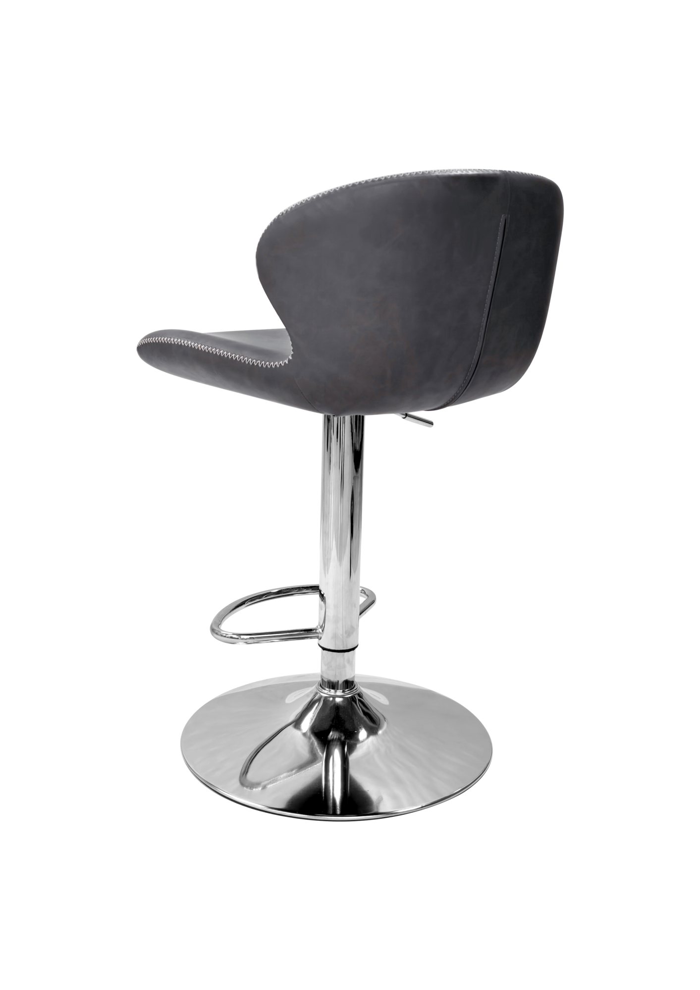 Rosso - Chrome Gas Lift Swivel Bar Stool in Dark Grey Vintage Faux Leather