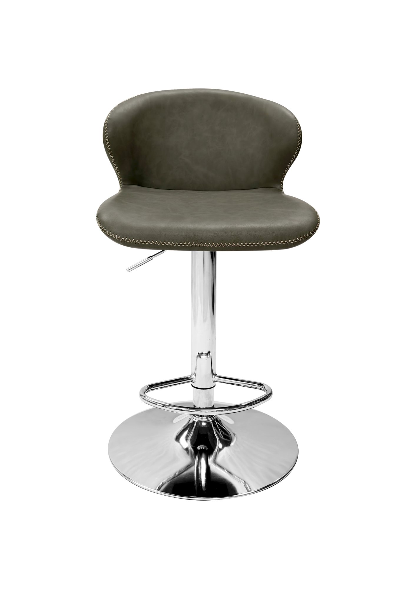 Rosso - Chrome Gas Lift Swivel Bar Stool in Olive Vintage Faux Leather