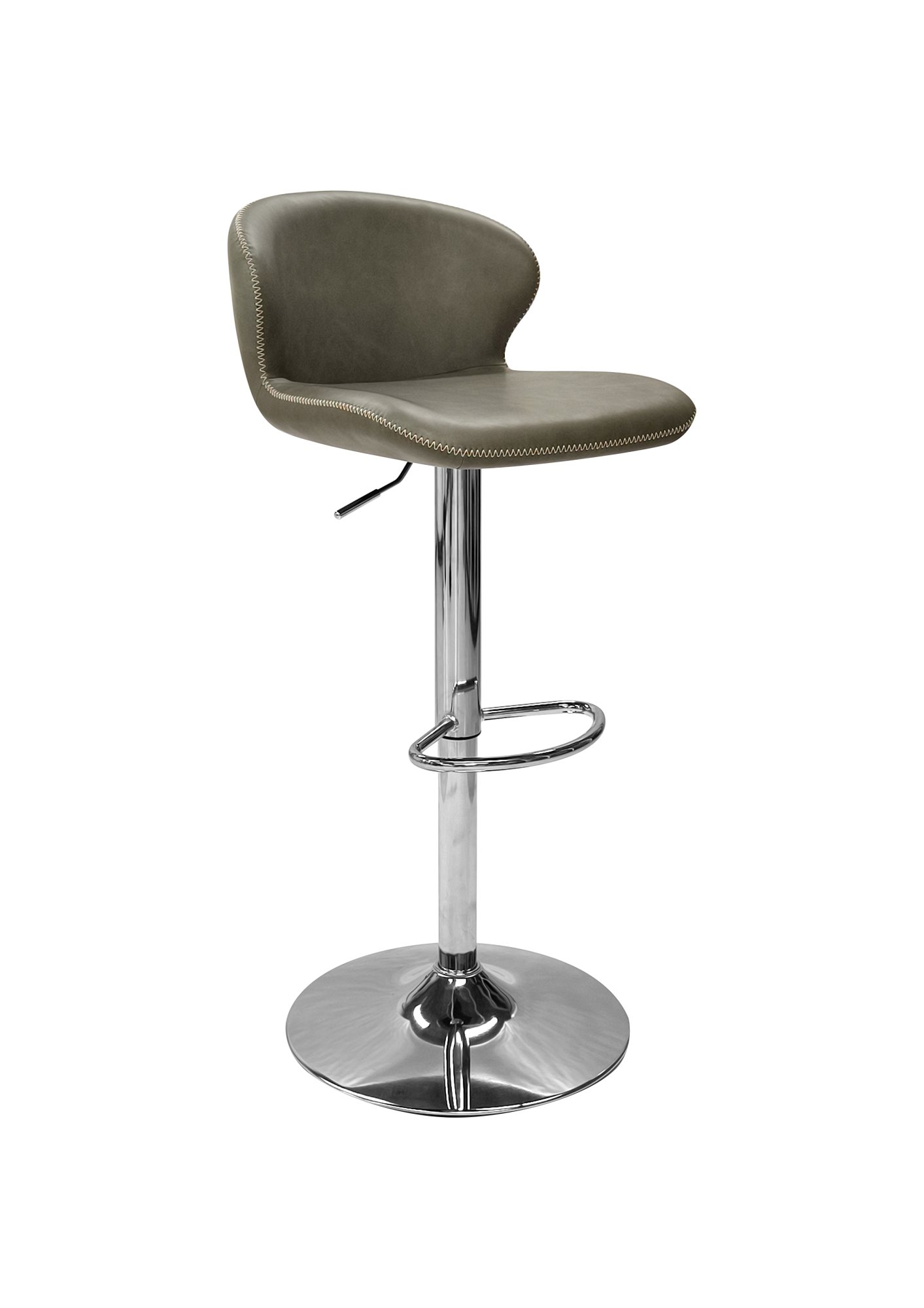 Rosso - Chrome Gas Lift Swivel Bar Stool in Olive Vintage Faux Leather