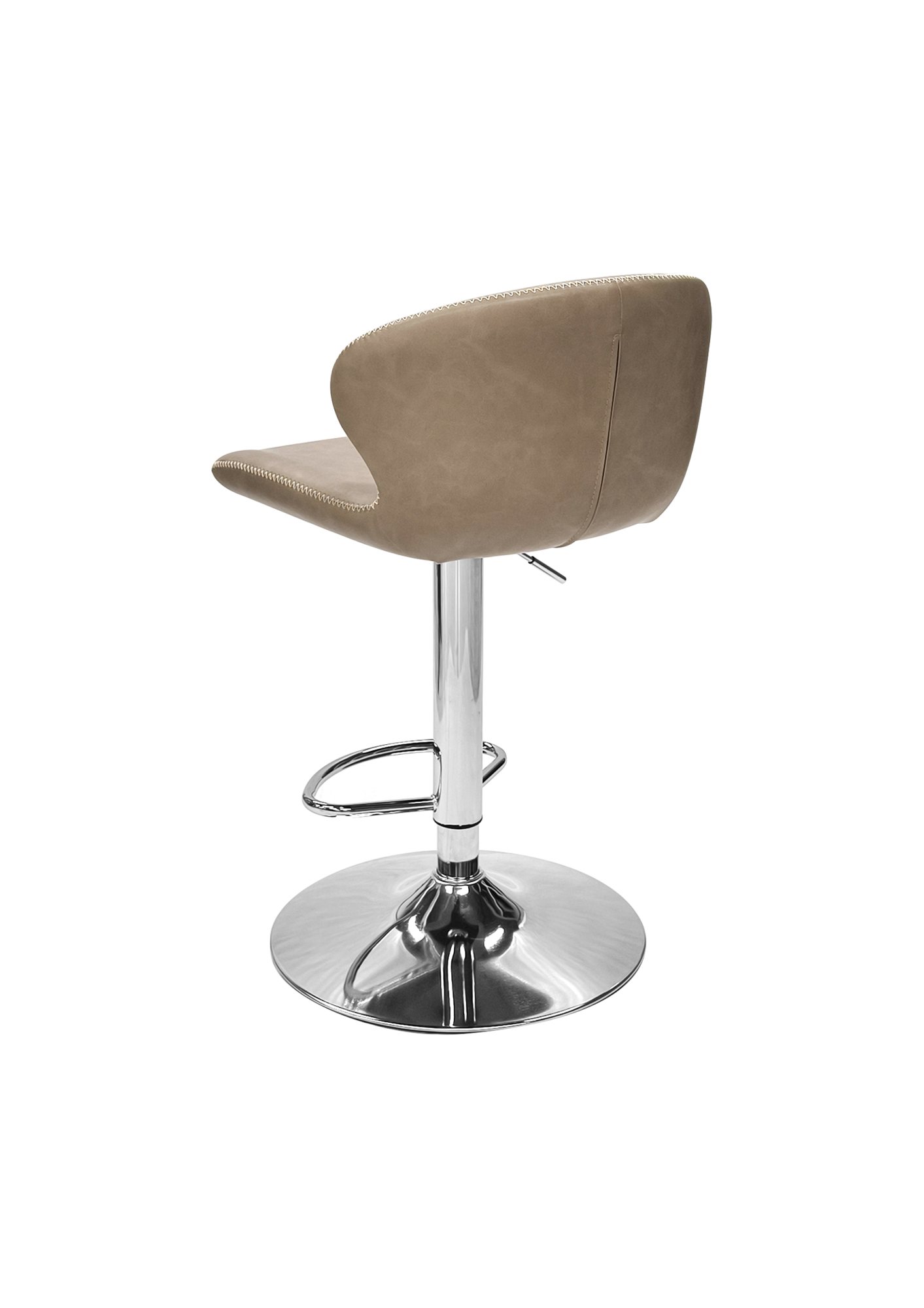 Rosso - Chrome Gas Lift Swivel Bar Stool in Stone Vintage Faux Leather