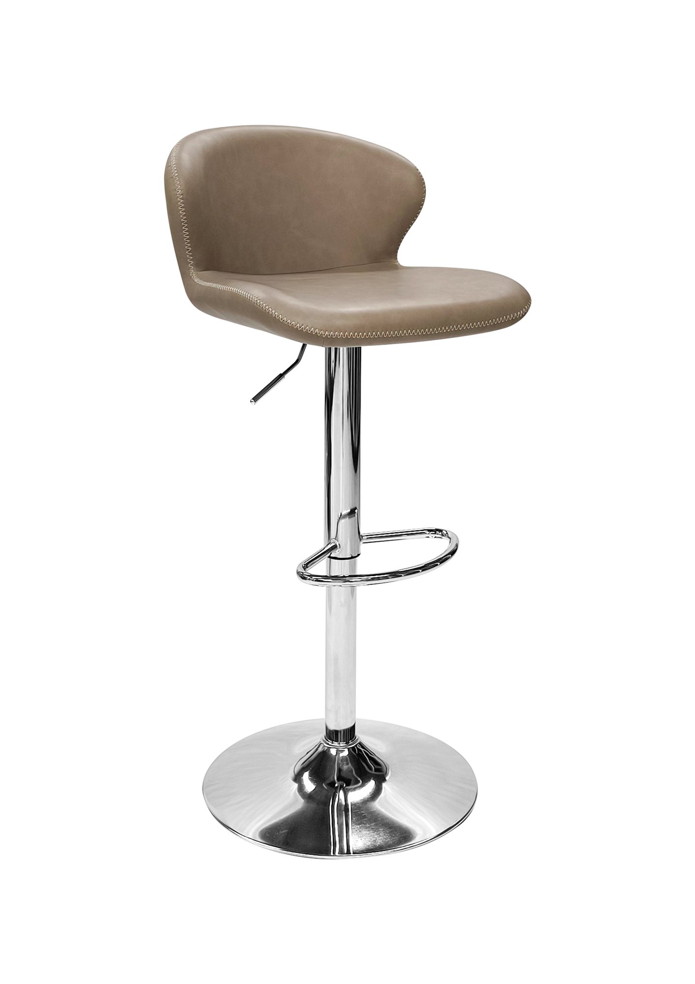 Rosso - Chrome Gas Lift Swivel Bar Stool in Stone Vintage Faux Leather