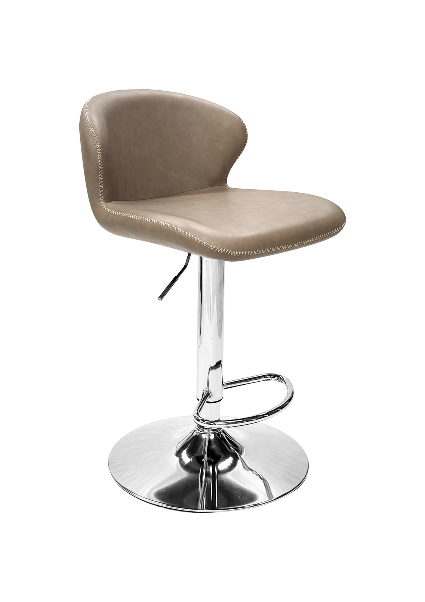 Rosso - Chrome Gas Lift Swivel Bar Stool in Stone Vintage Faux Leather