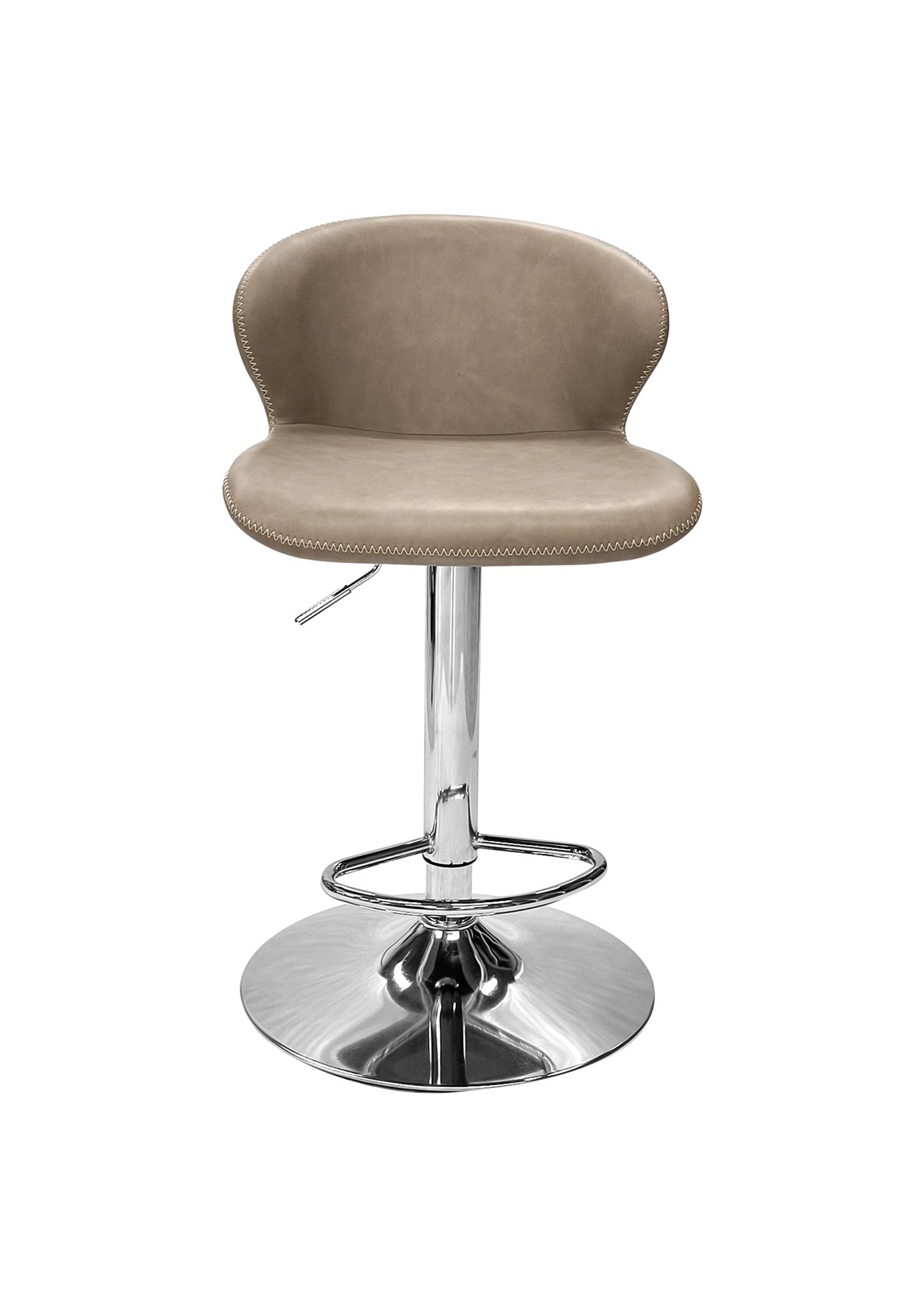 Rosso - Chrome Gas Lift Swivel Bar Stool in Stone Vintage Faux Leather