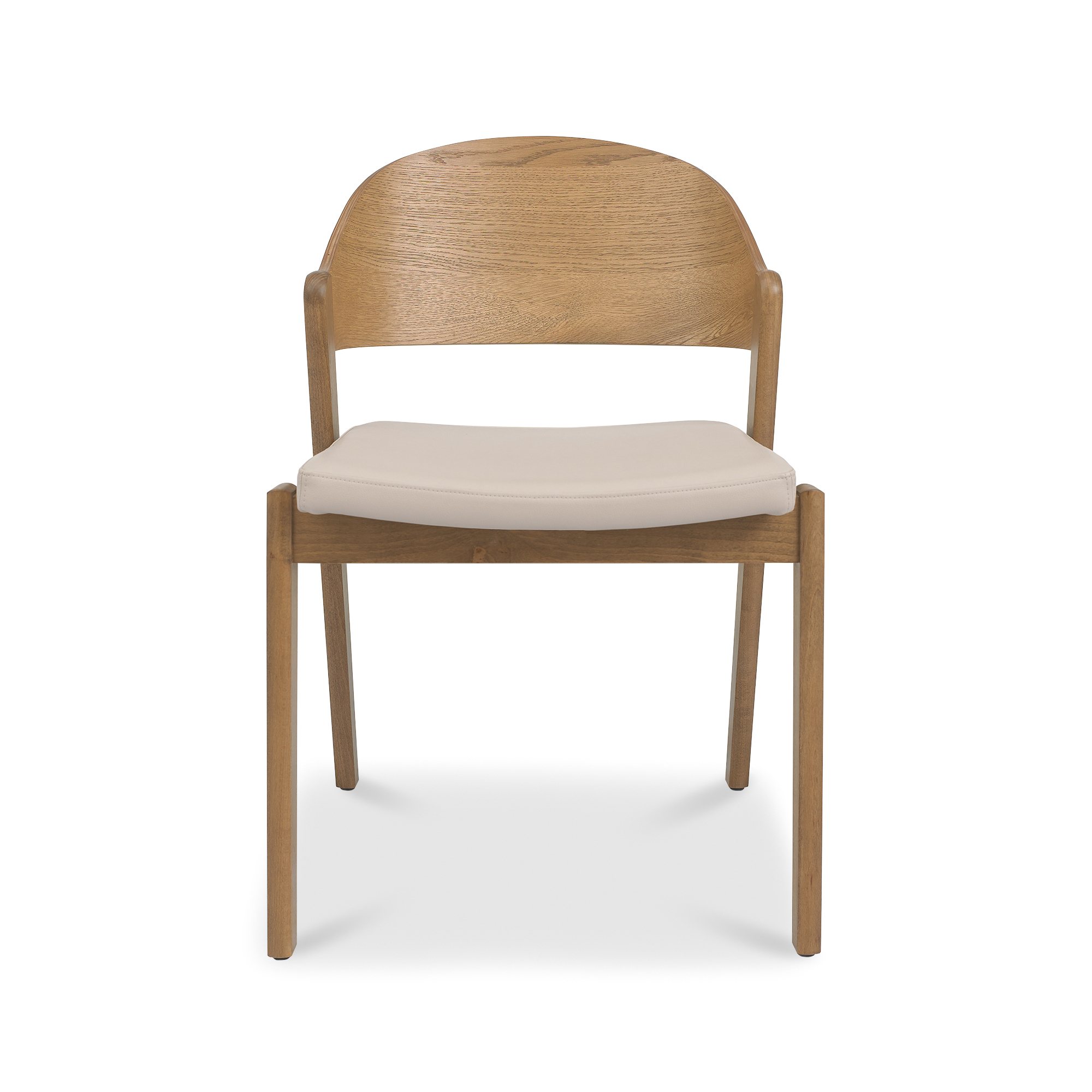 Astra - Rustic Oak Dining Chair in Ivory Bonded Leather (Pair)