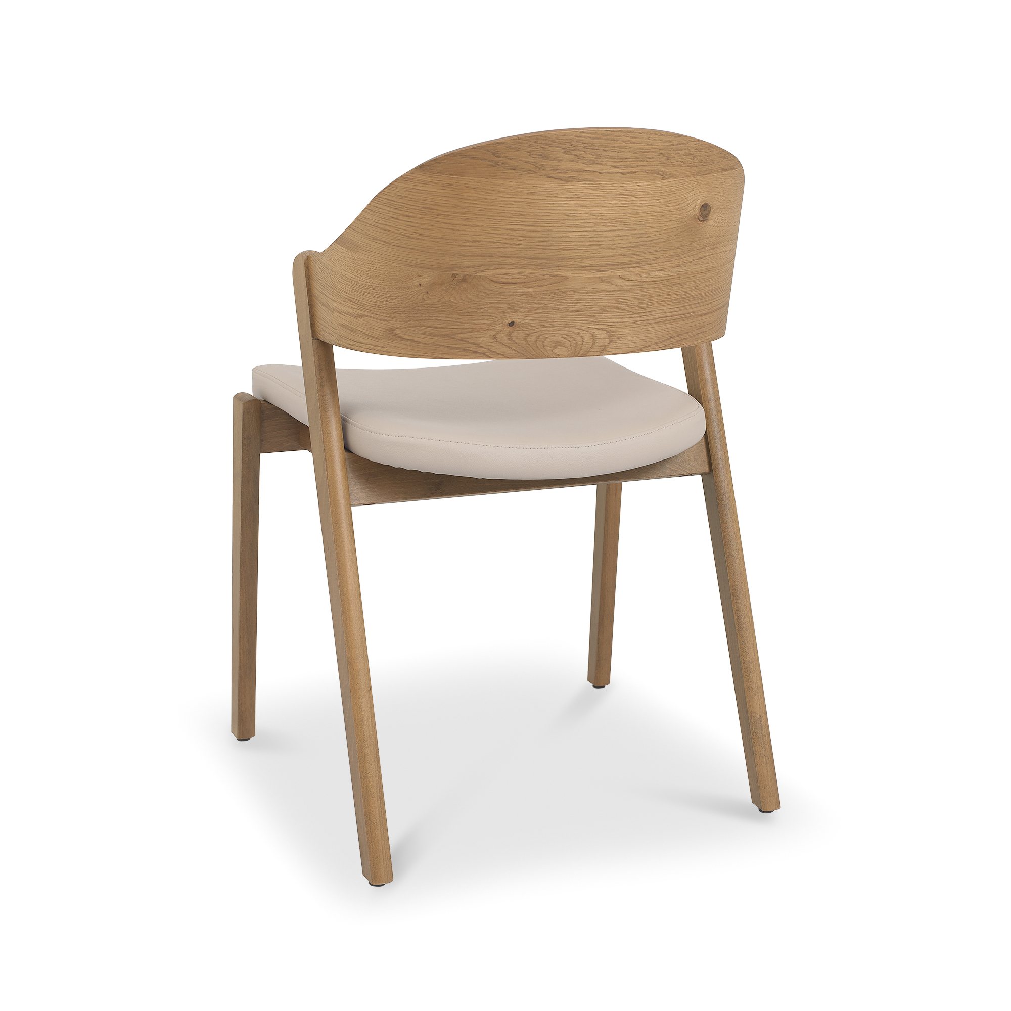 Astra - Rustic Oak Dining Chair in Ivory Bonded Leather (Pair)