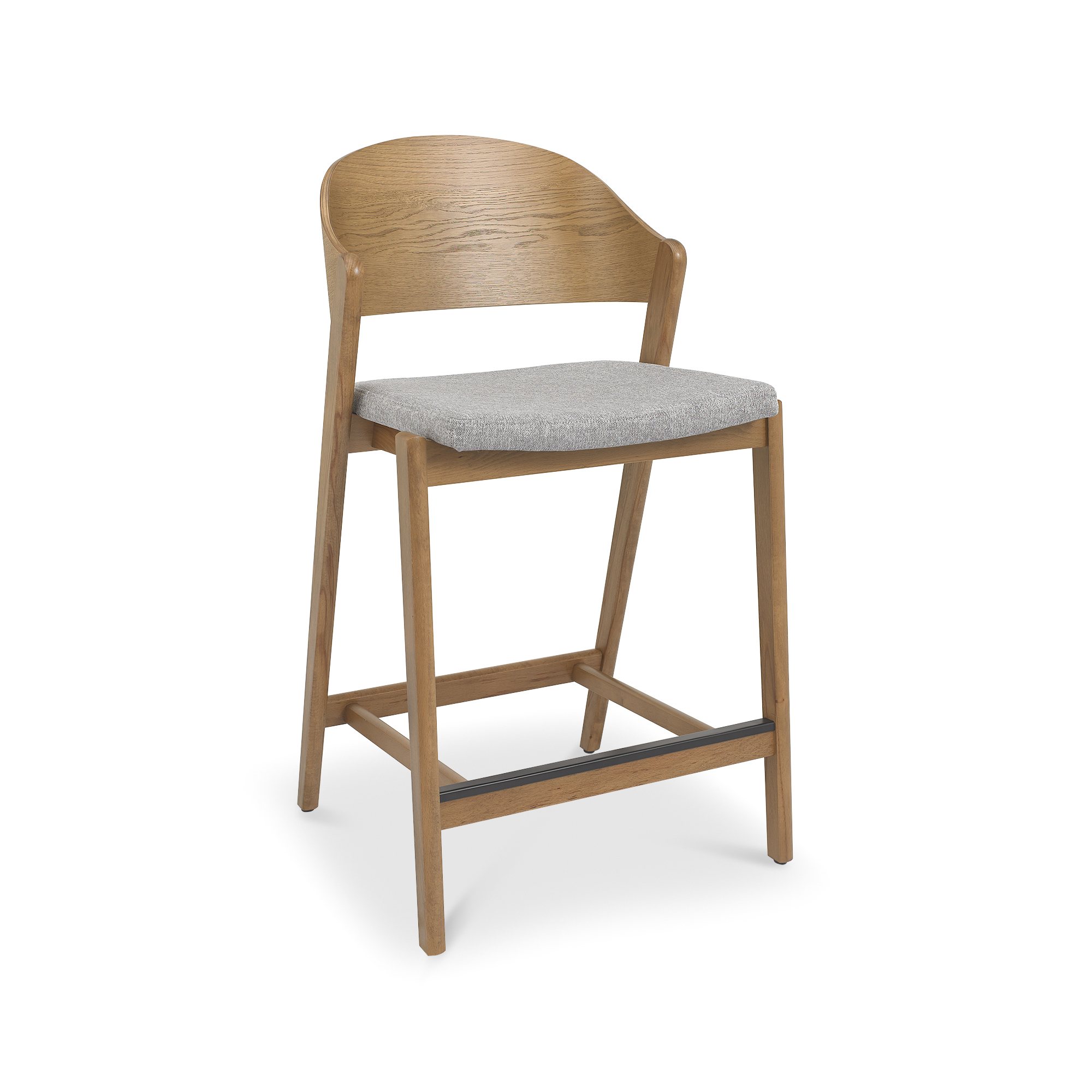 Astra - Rustic Oak Bar Stool in Grey Fabric
