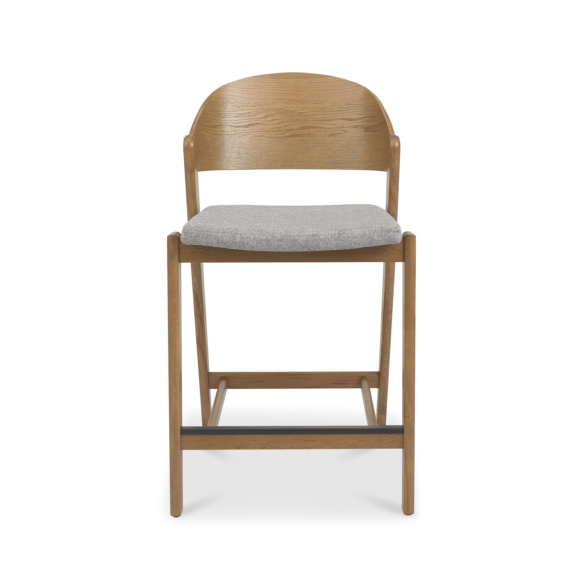 Astra - Rustic Oak Bar Stool in Grey Fabric